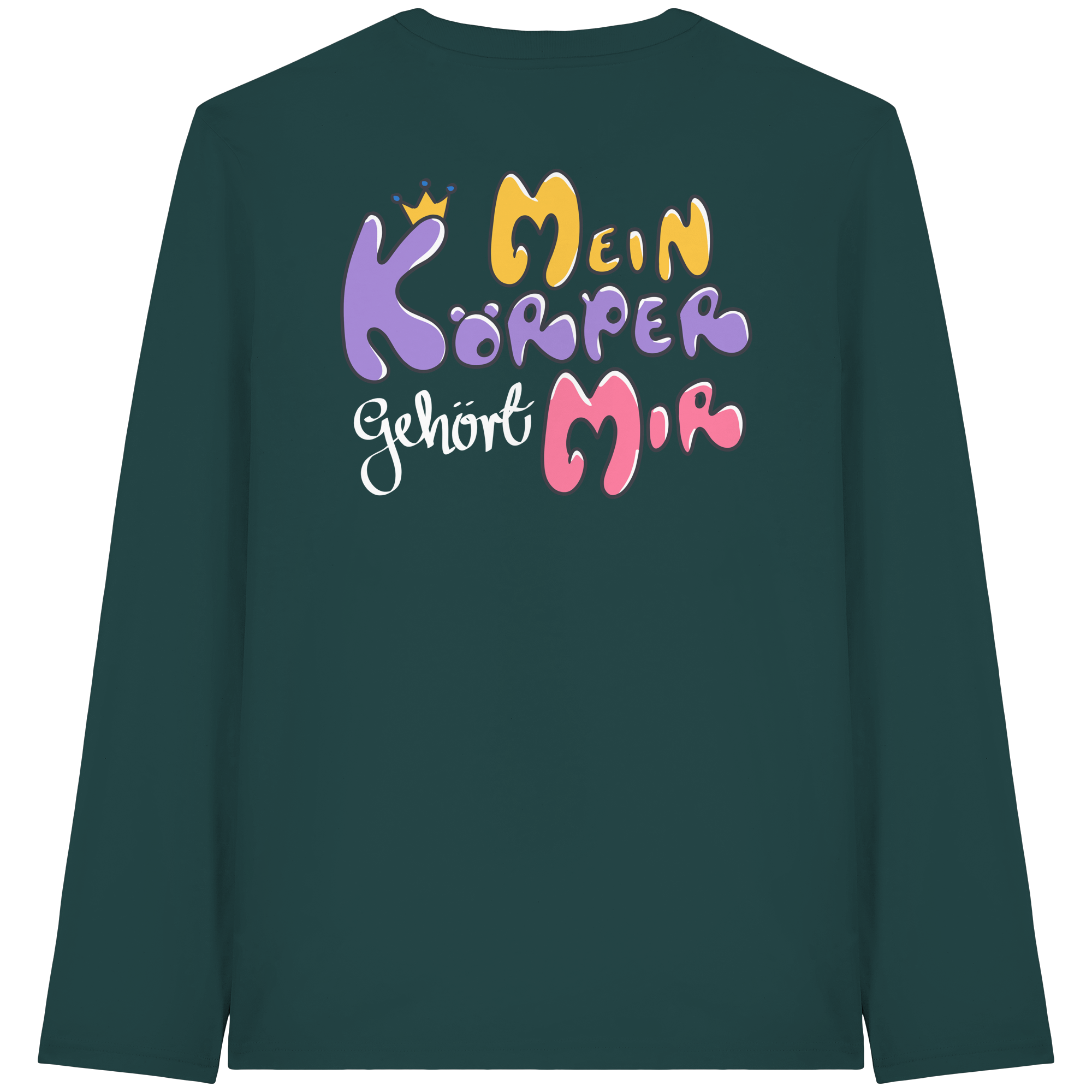 Survivor Queens Logo mit "Mein Körper gehört mir" Backprint (dunkel) - Organic Longsleeve T-Shirt