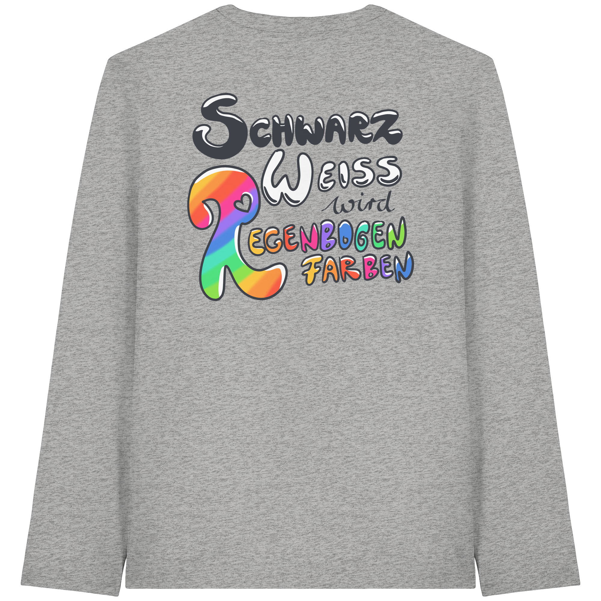 Schwarz Weiß wird Regenbogen Farben Backprint (hell) - Organic Longsleeve T-Shirt