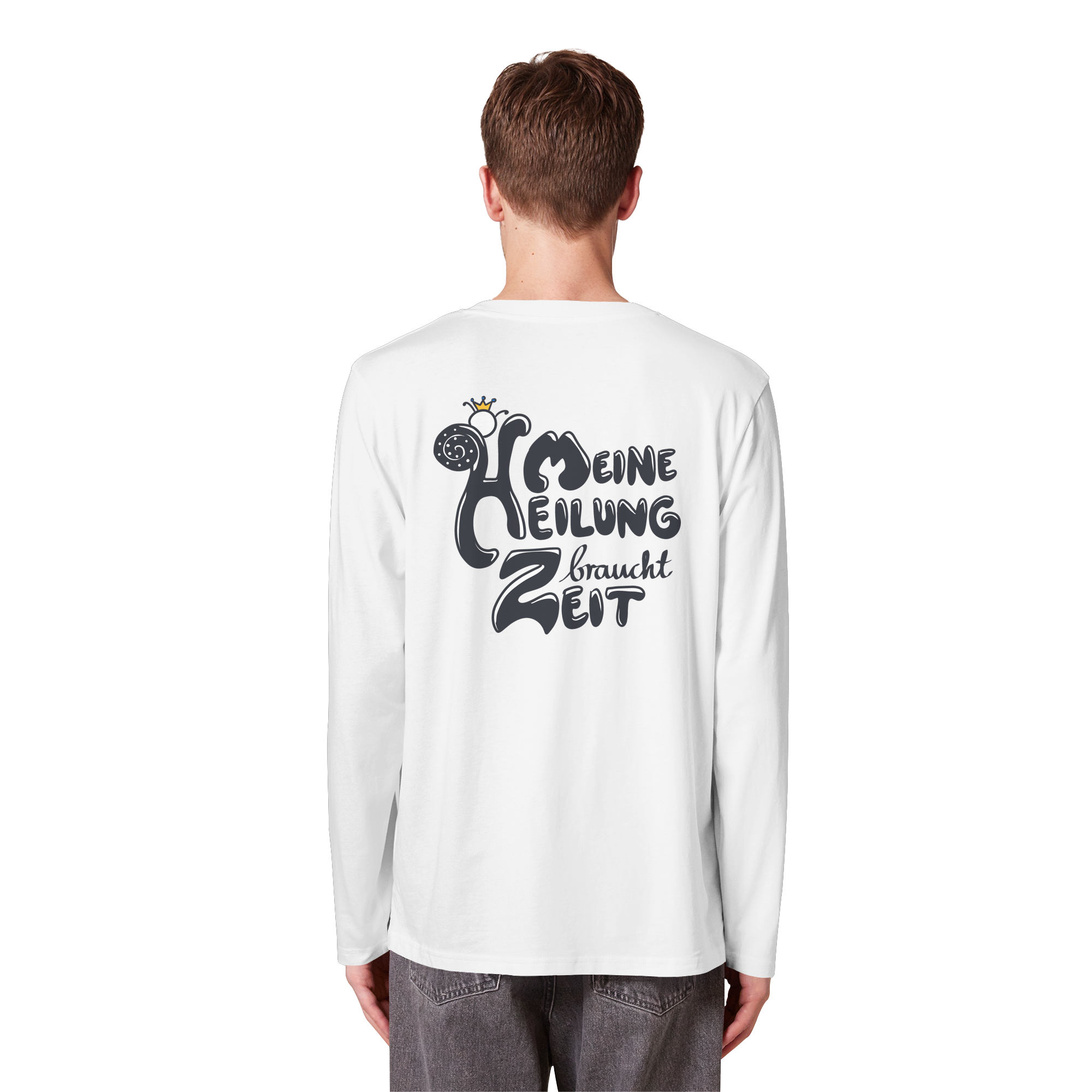Meine Heilung braucht Zeit "Schwarze Edition" Backprint - Organic Longsleeve T-Shirt