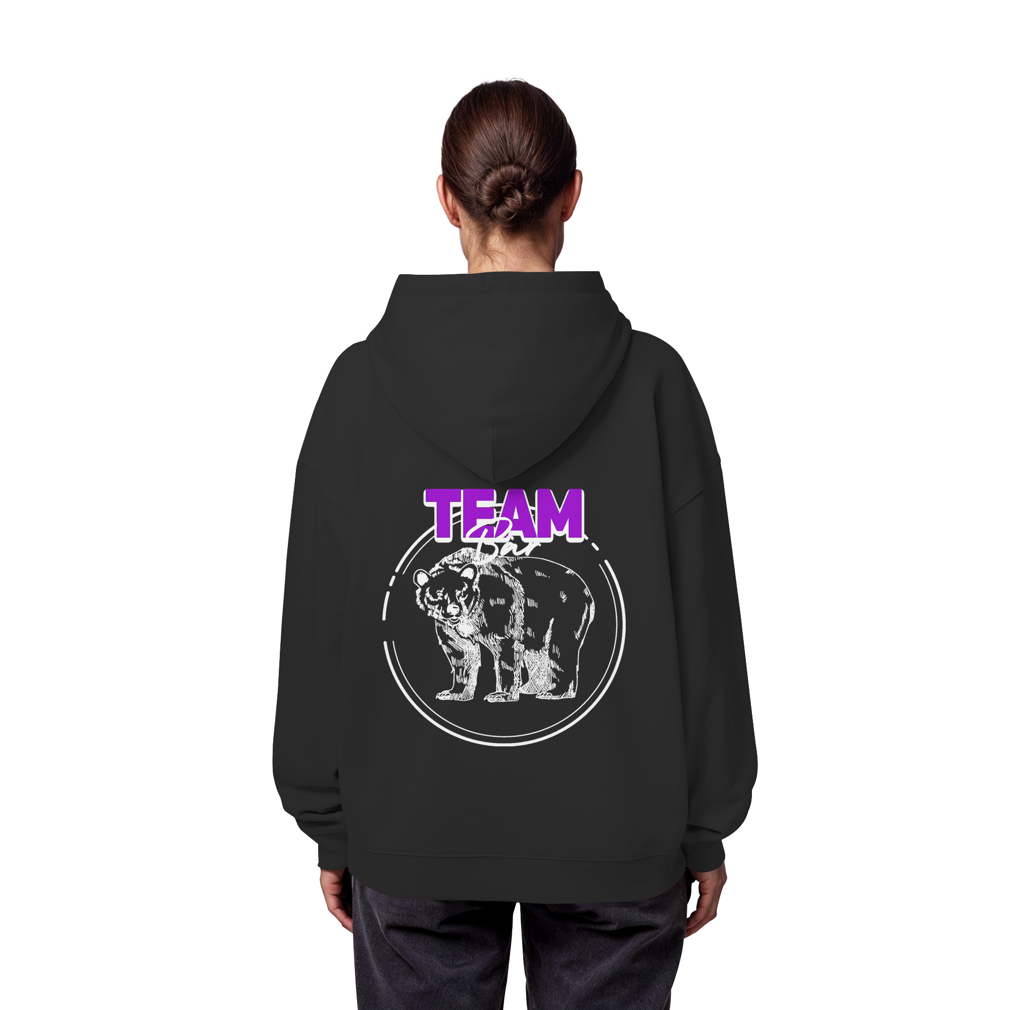 Team Bär Backprint (weiß) - Organic Oversize Hoodie