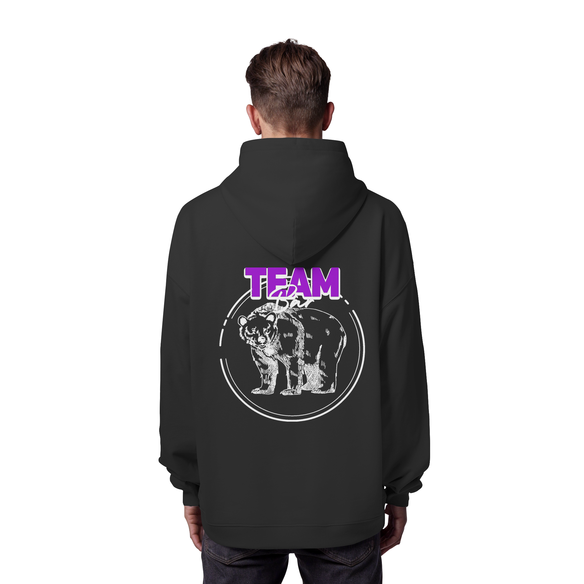 Team Bär Backprint (weiß) - Organic Oversize Hoodie