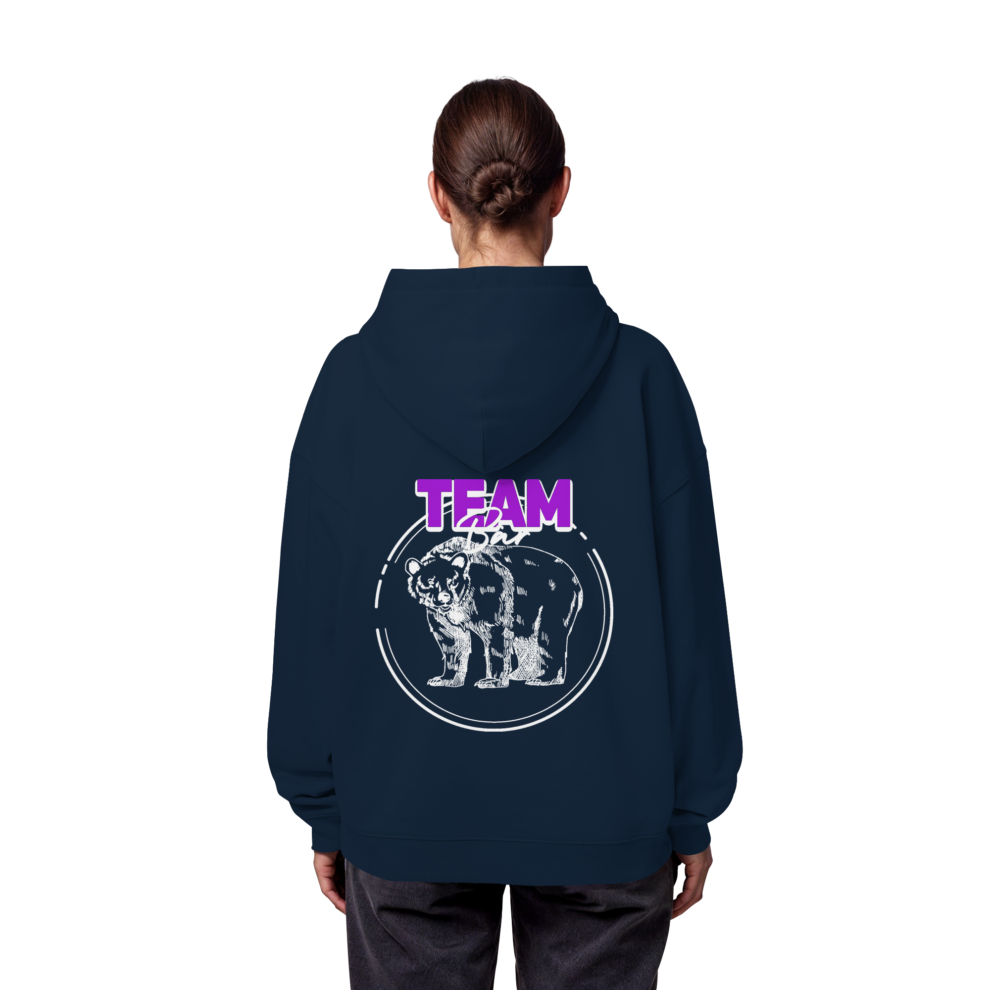 Team Bär Backprint (weiß) - Organic Oversize Hoodie