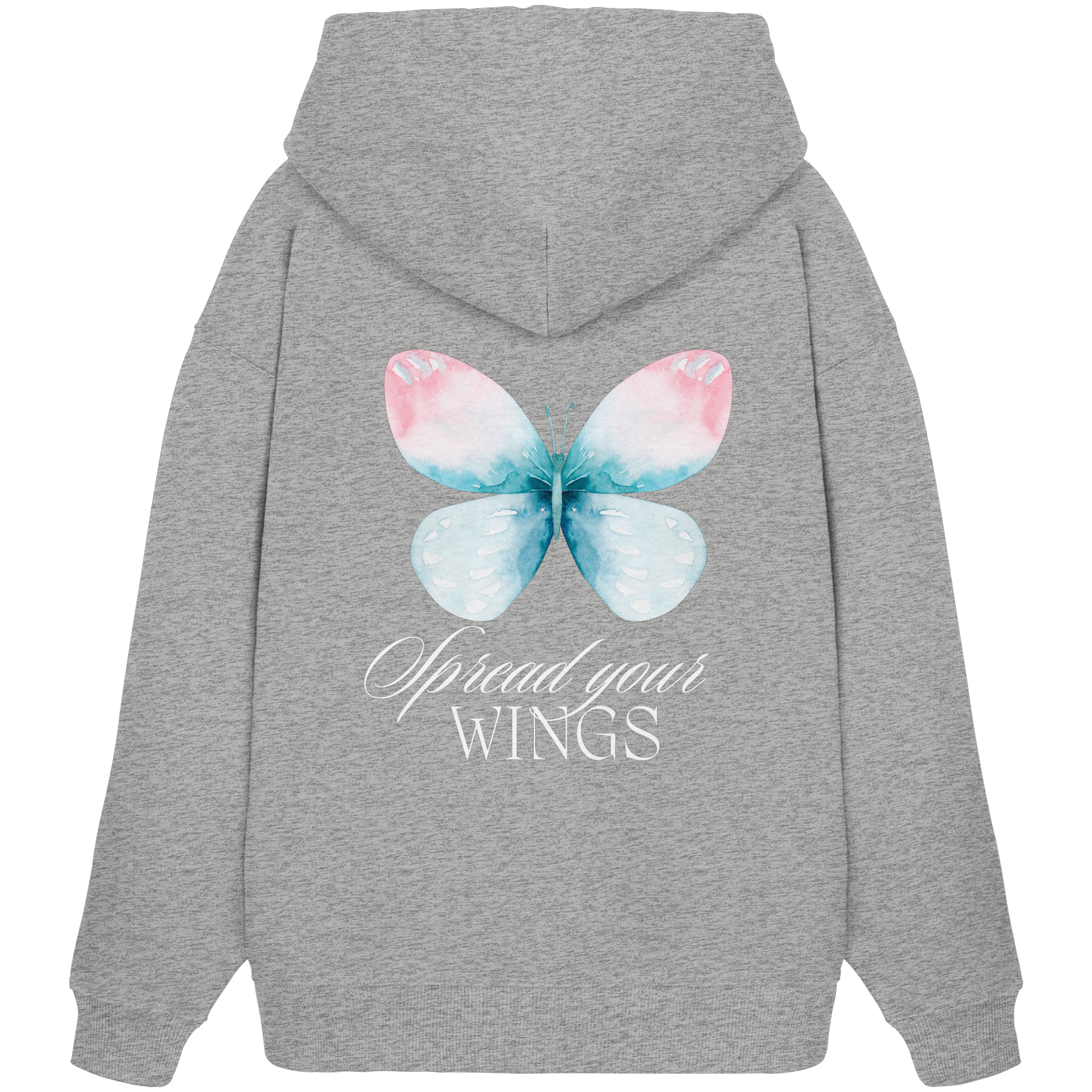 Spread your Wings (weiße Schrift) Backprint - Organic Oversize Hoodie