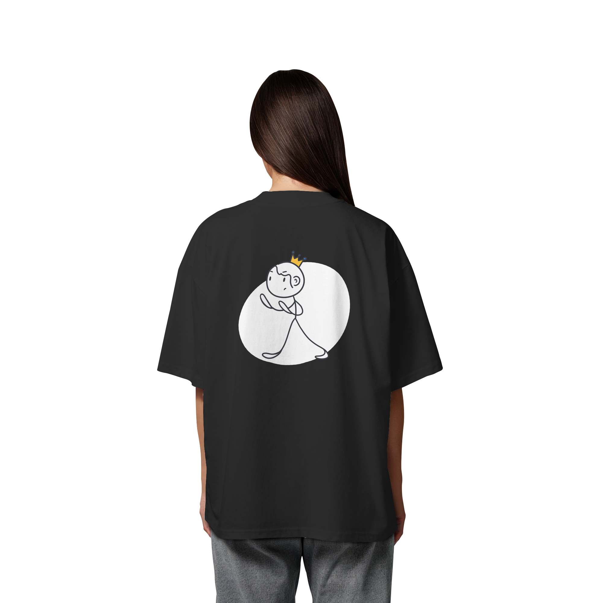 Survivor Queens Logo "Schriftzug Edition" mit Seelenmännchen "Selbstverteidigung Edition" Backprint (dunkel) - Organic Oversize Shirt