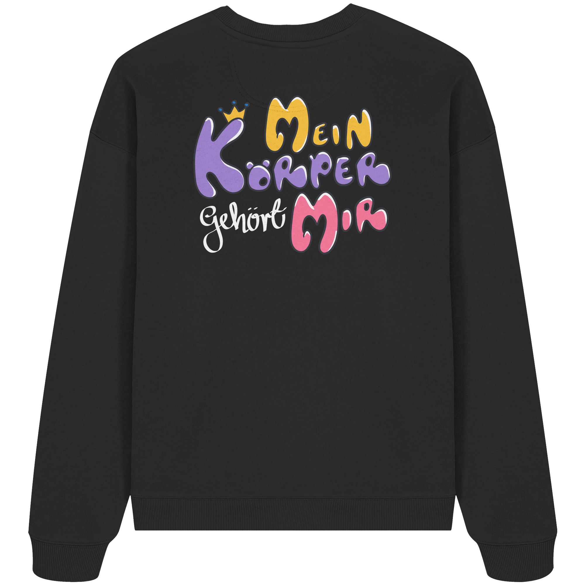 Survivor Queens Logo mit "Mein Körper gehört mir" Backprint (dunkel) - Organic Oversize Sweatshirt