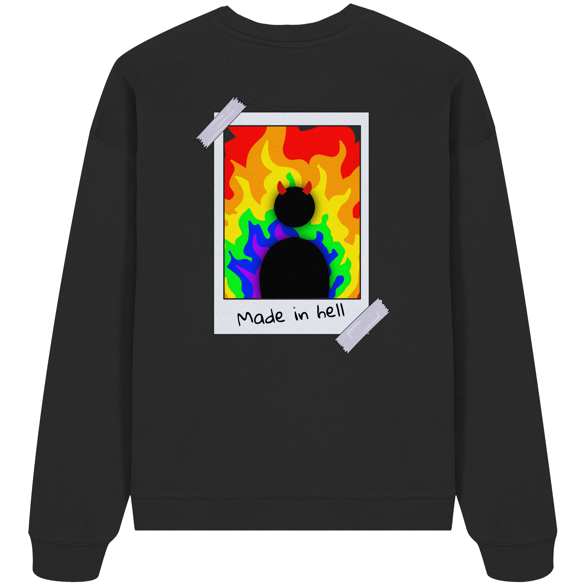 made in hell "Regenbogen Flammen Edition" Backprint - Organic Oversize Sweatshirt