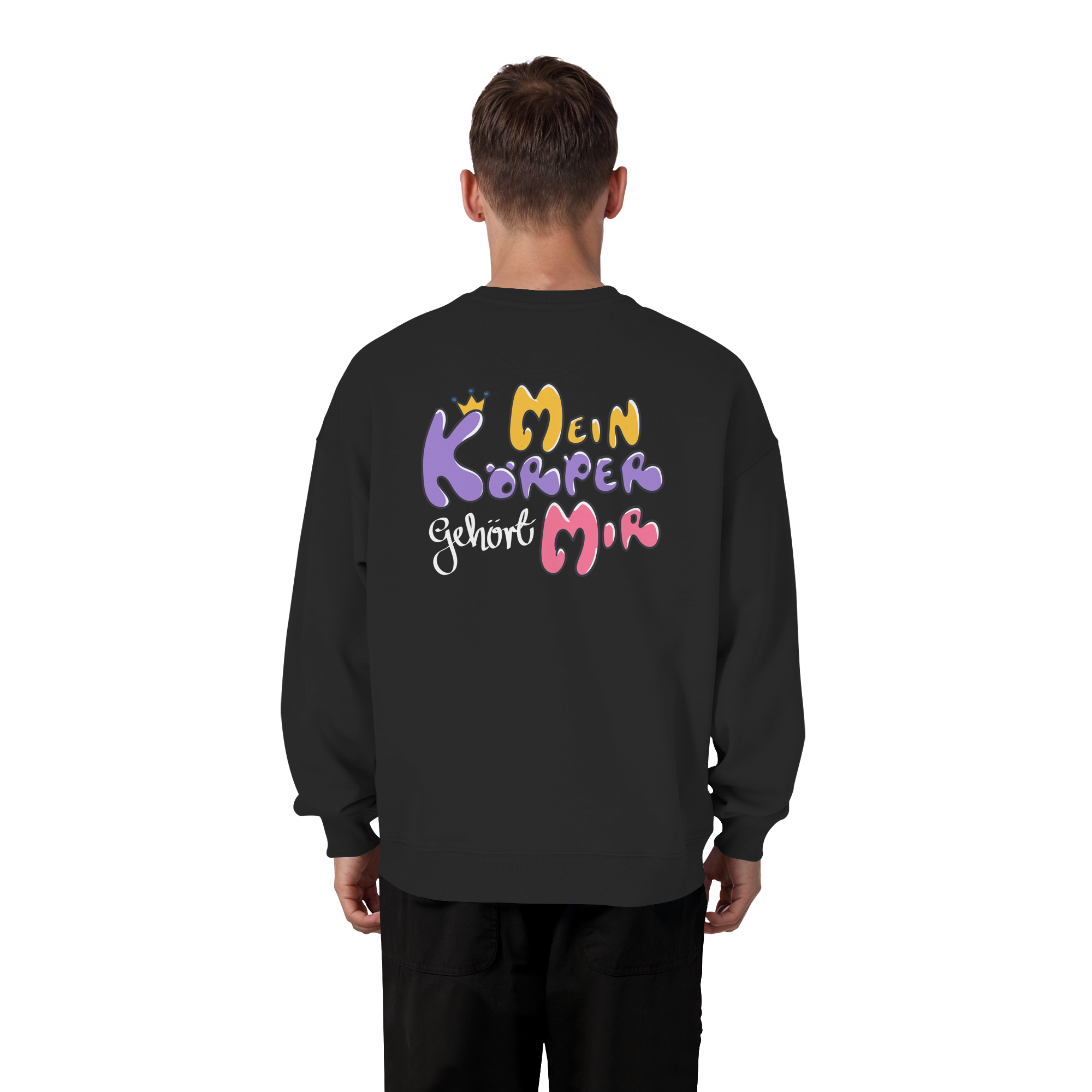 Survivor Queens Logo mit "Mein Körper gehört mir" Backprint (dunkel) - Organic Oversize Sweatshirt