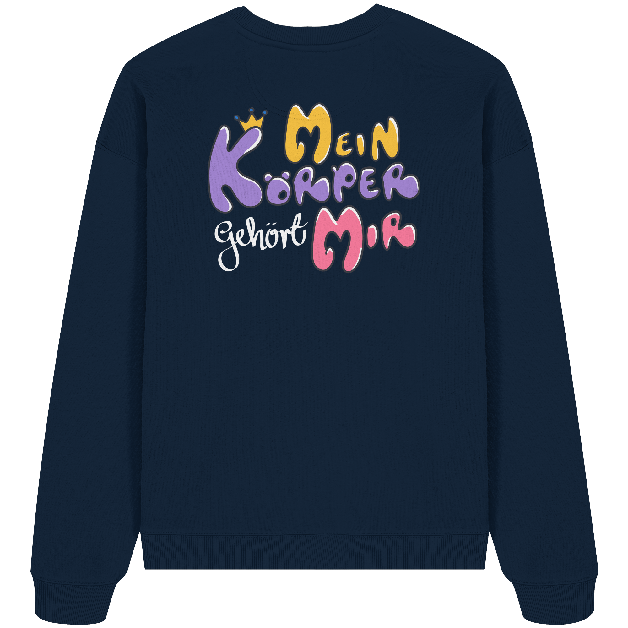 Survivor Queens Logo mit "Mein Körper gehört mir" Backprint (dunkel) - Organic Oversize Sweatshirt