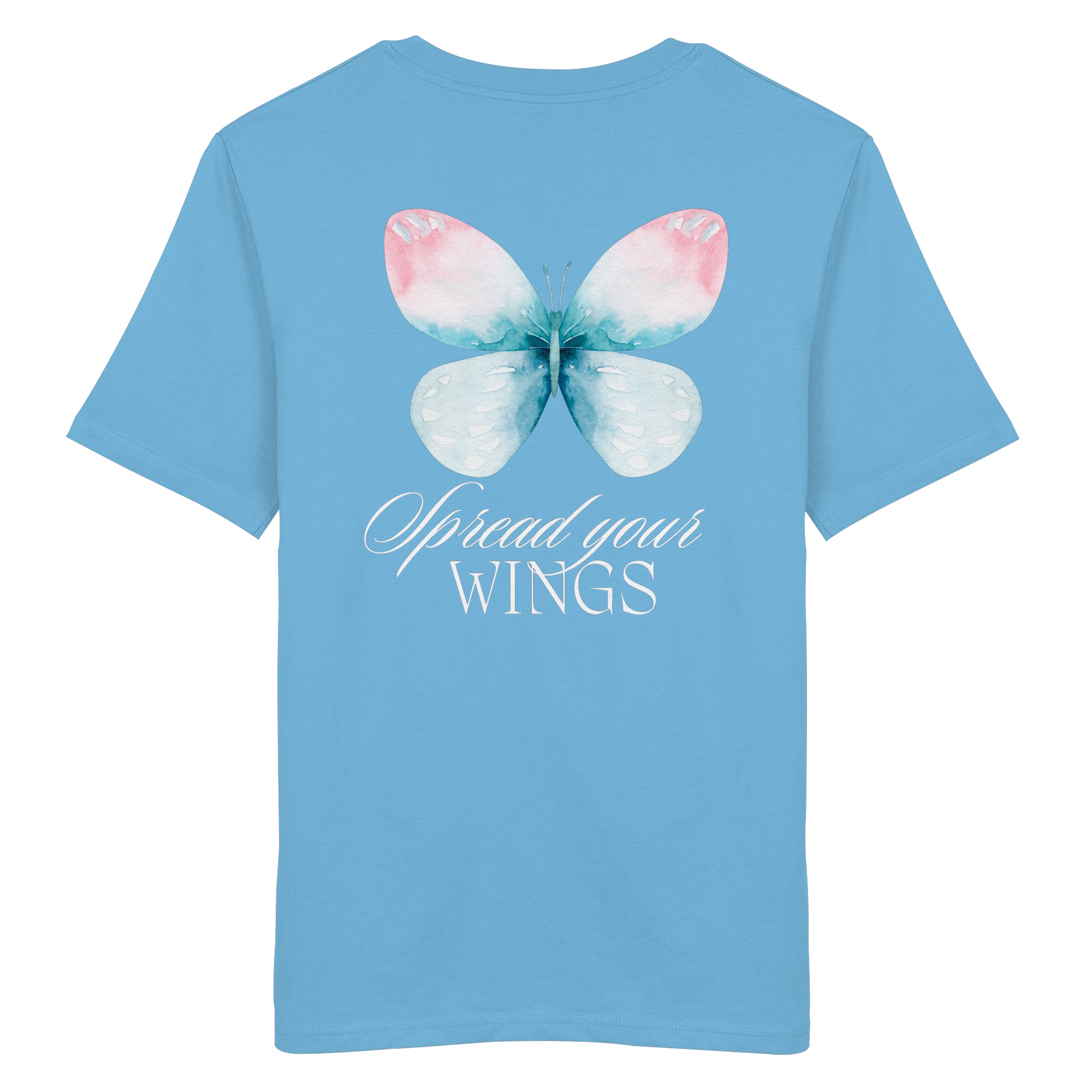 Spread your Wings (weiße Schrift) Backprint - Organic Shirt