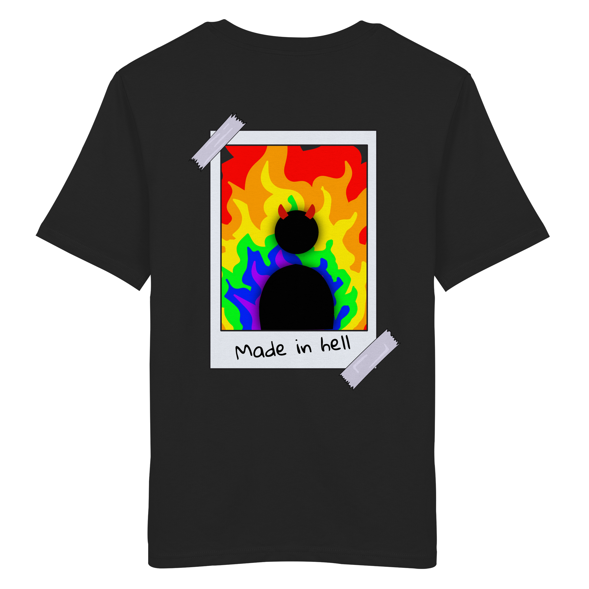 made in hell "Regenbogen Flammen Edition" Backprint - Organic Shirt