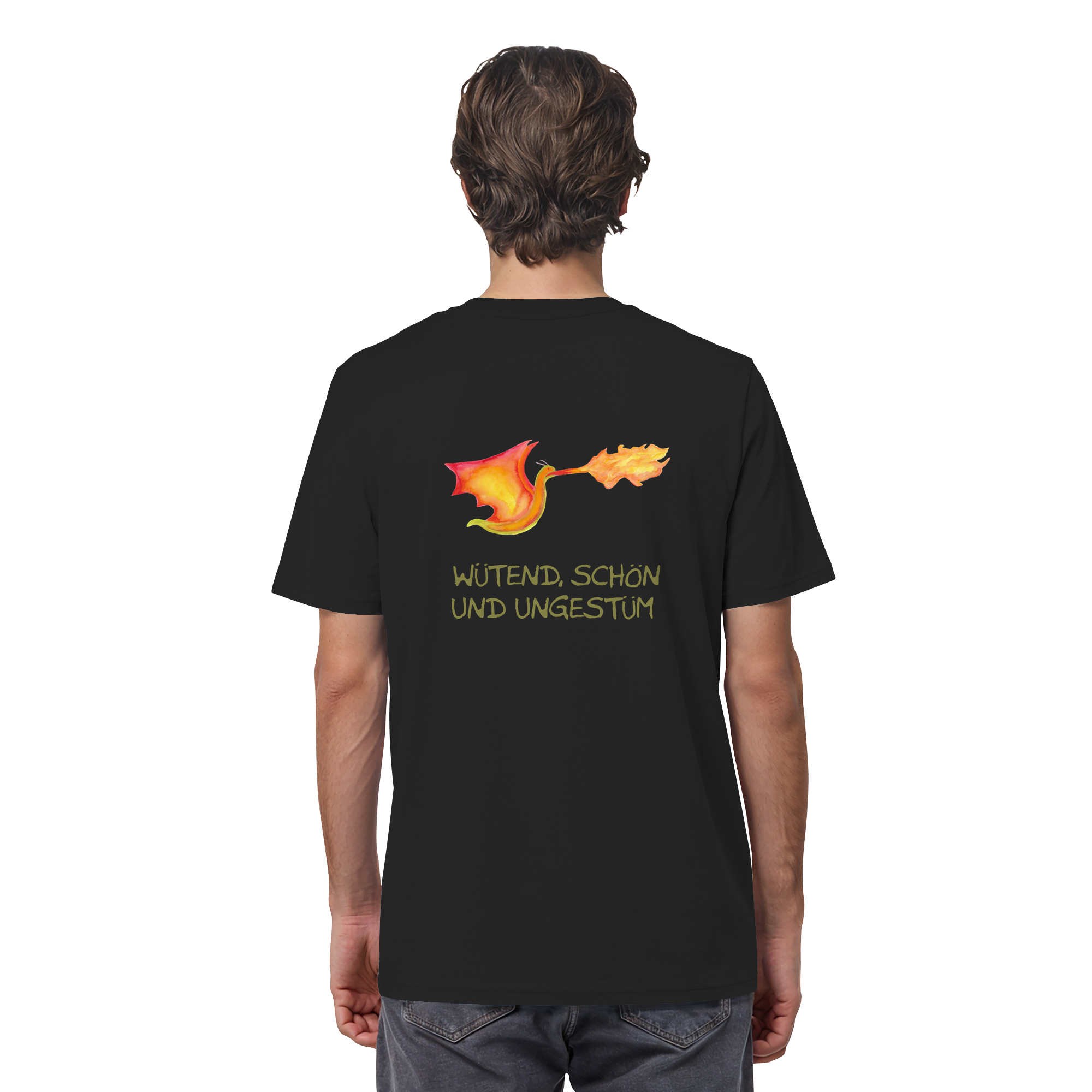Wütend, schön und ungestüm "Jona Flammen Edition" Backprint - Organic Shirt