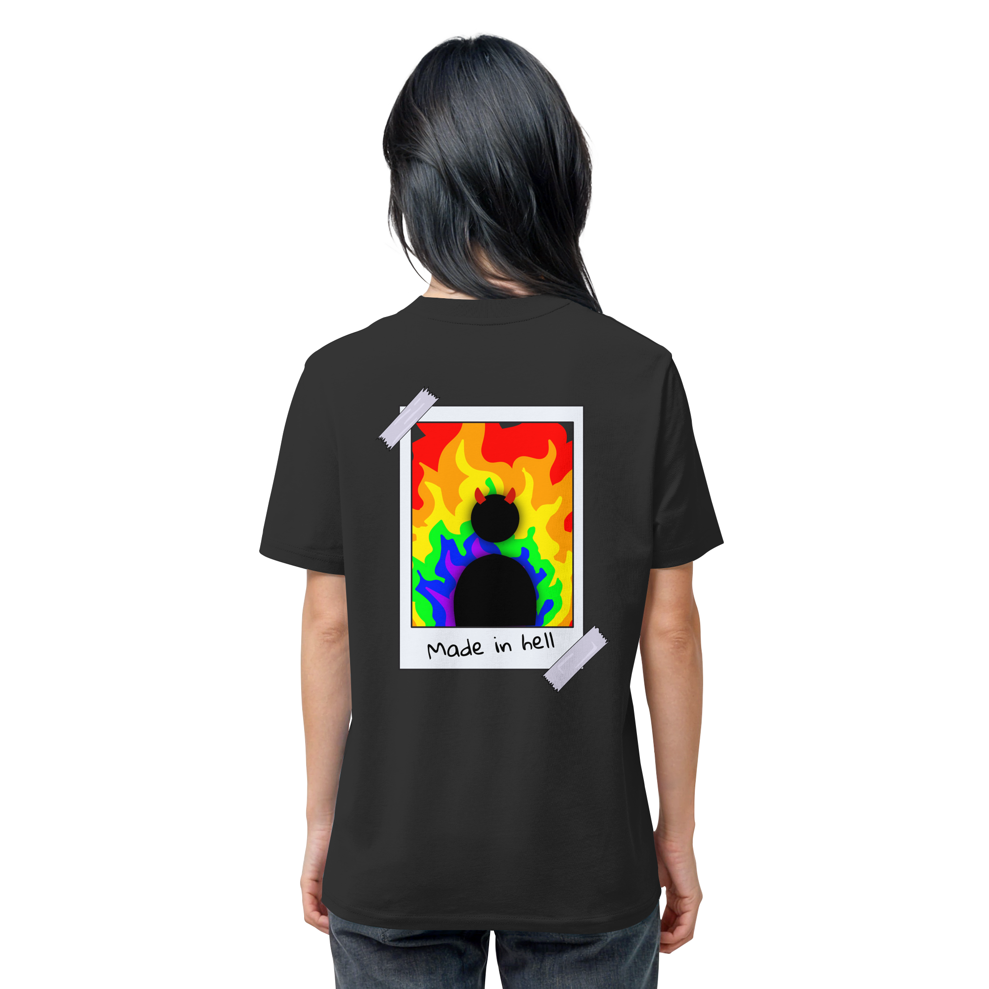 made in hell "Regenbogen Flammen Edition" Backprint - Organic Shirt