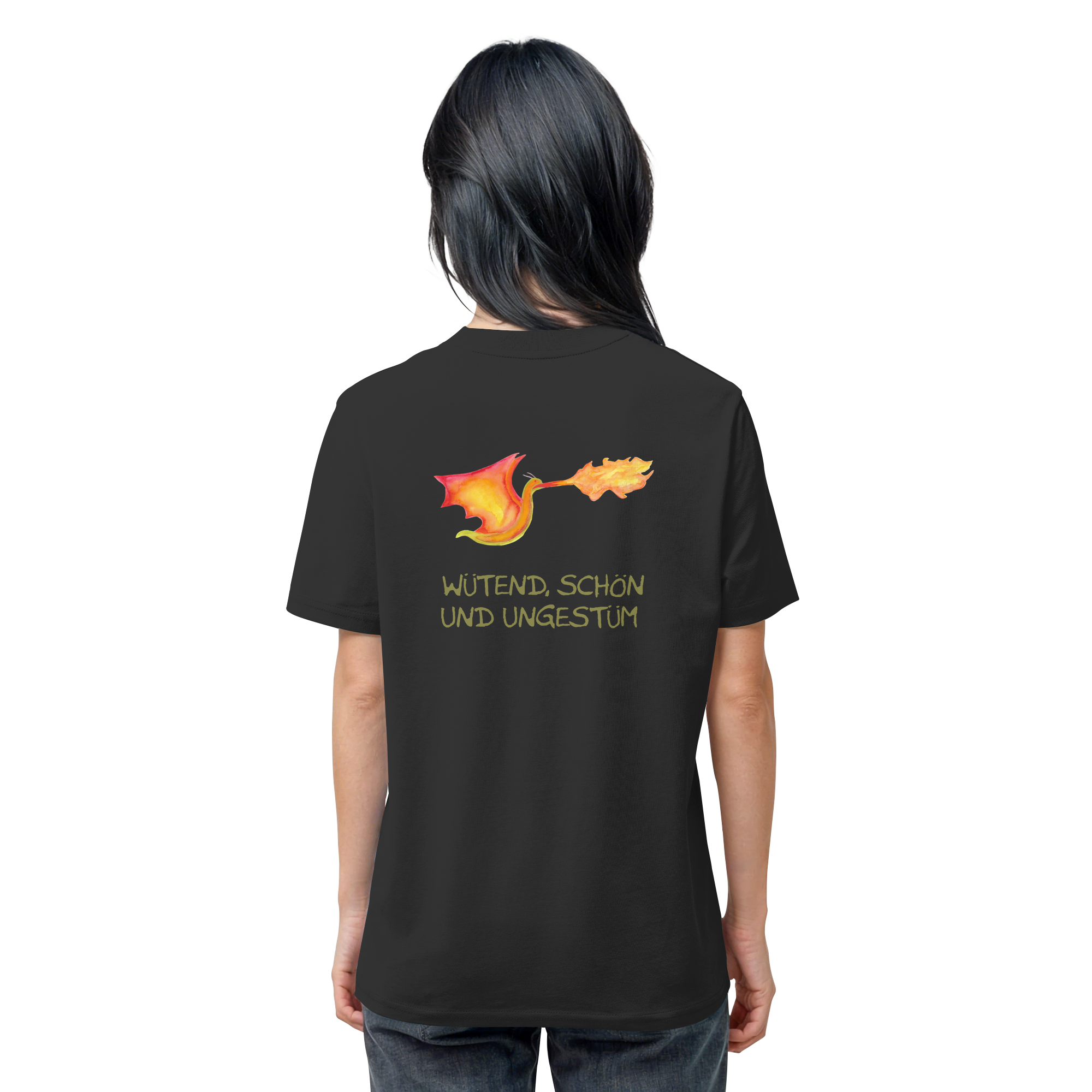 Wütend, schön und ungestüm "Jona Flammen Edition" Backprint - Organic Shirt
