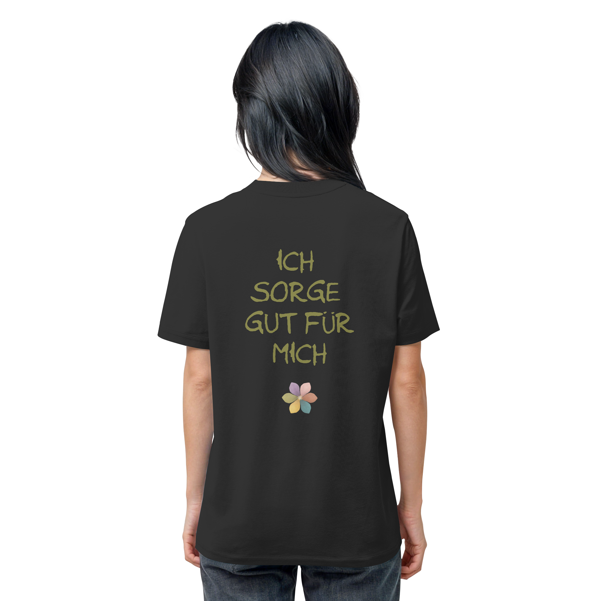 Ich sorge gut für mich "Achtsamkeitsblüte Edition" Backprint - Organic Shirt