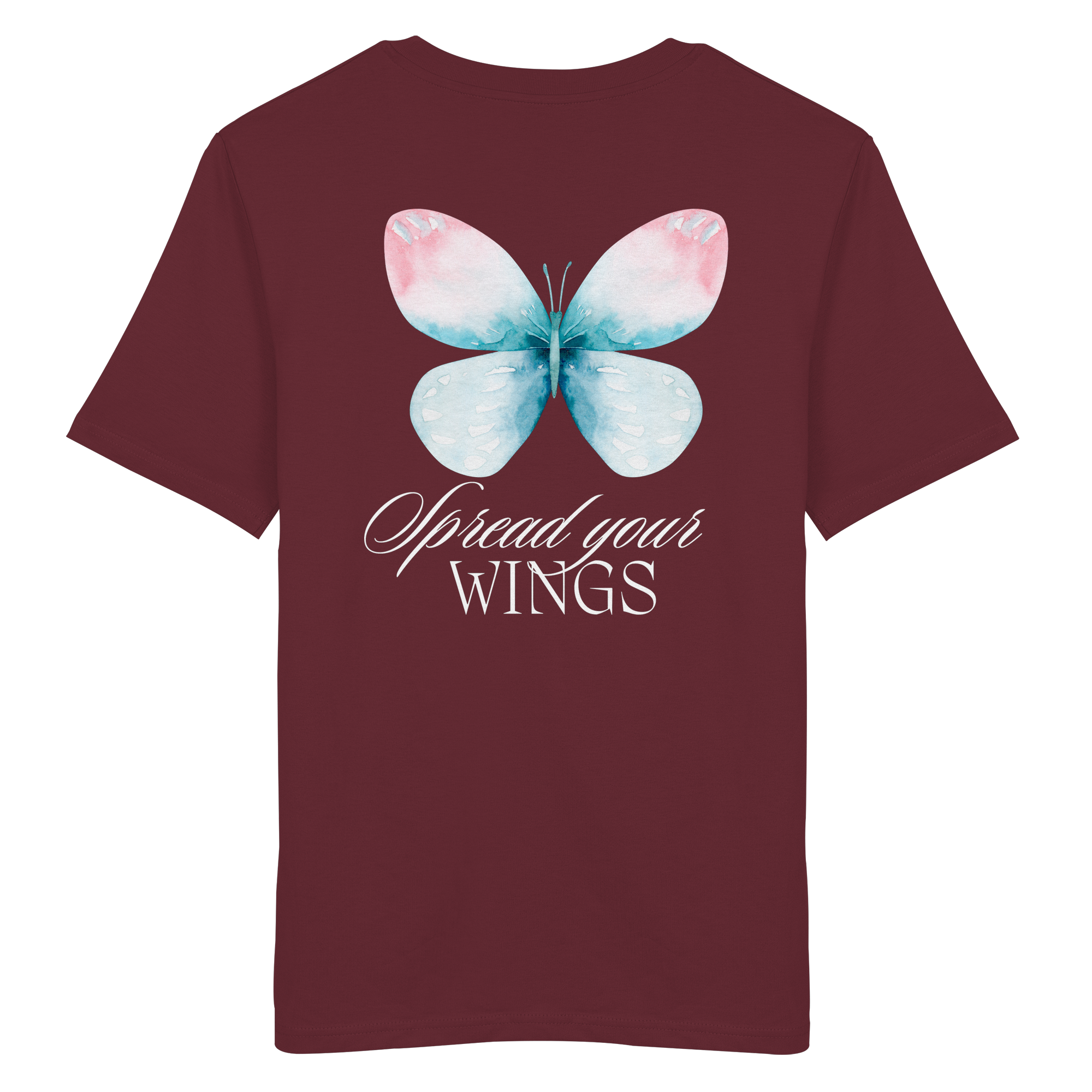 Spread your Wings (weiße Schrift) Backprint - Organic Shirt