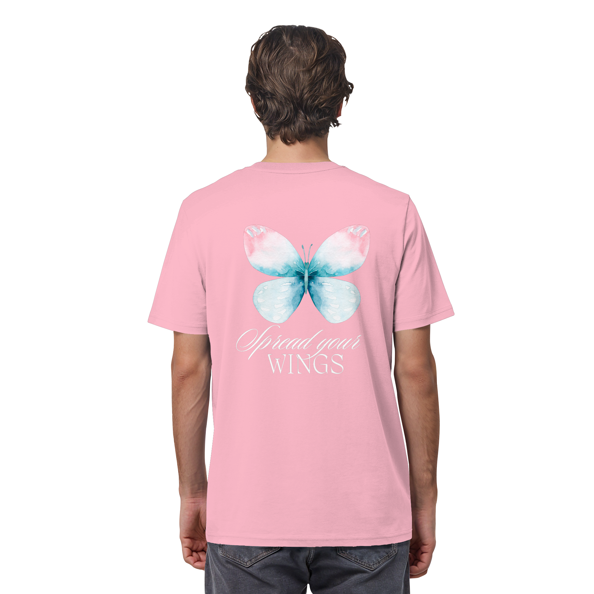 Spread your Wings (weiße Schrift) Backprint - Organic Shirt