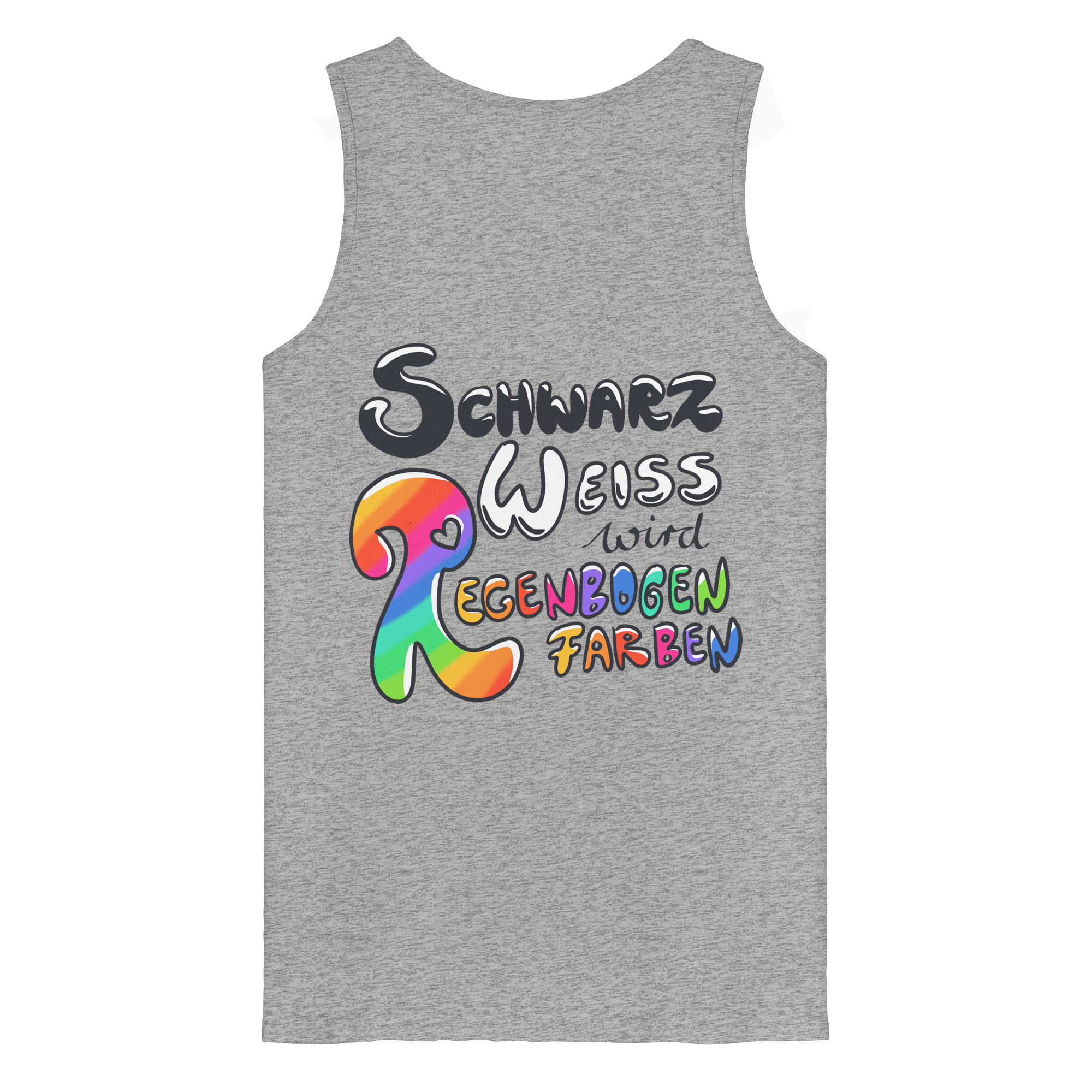 Schwarz Weiß wird Regenbogen Farben Backprint (hell) - Organic Tank Top