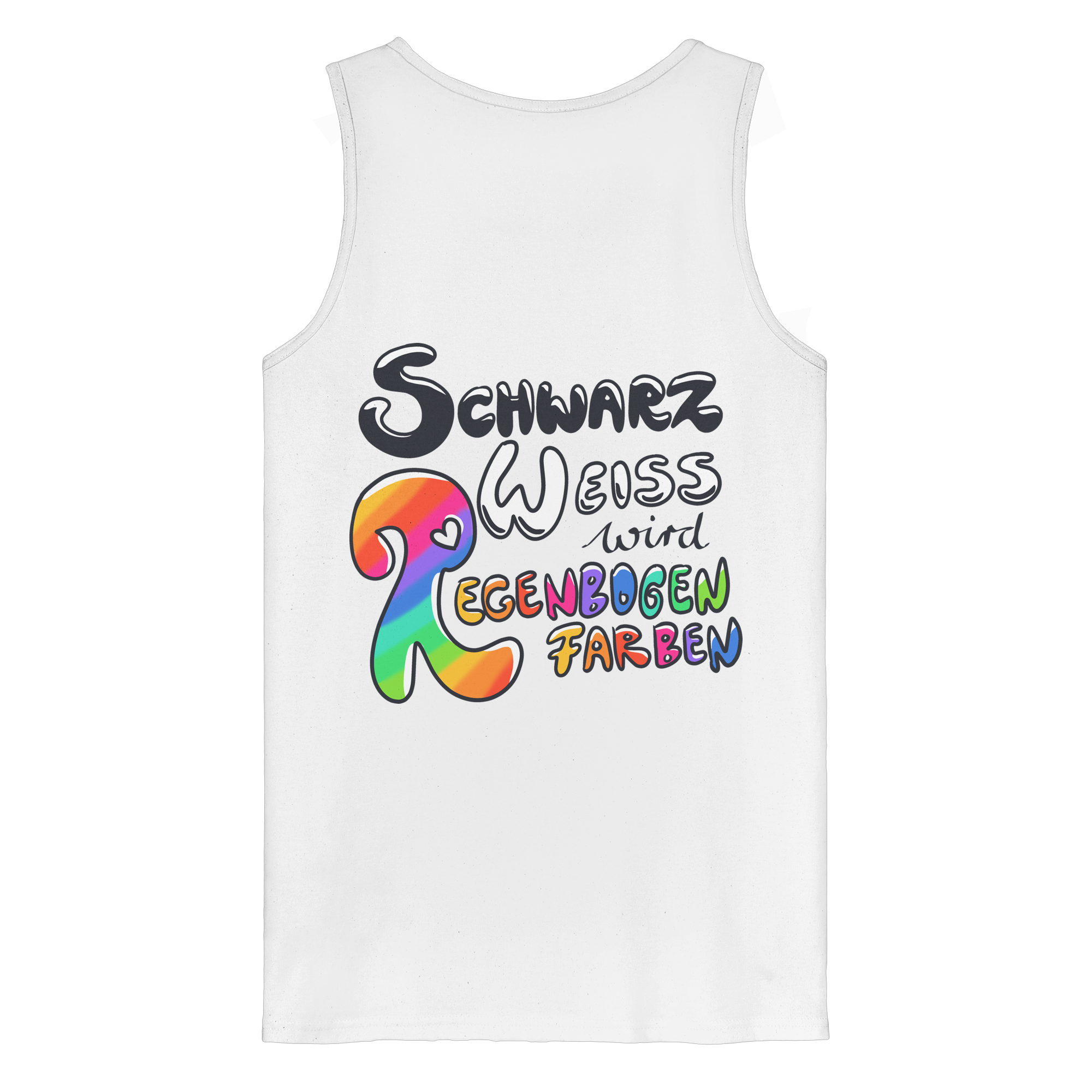 Schwarz Weiß wird Regenbogen Farben Backprint (hell) - Organic Tank Top