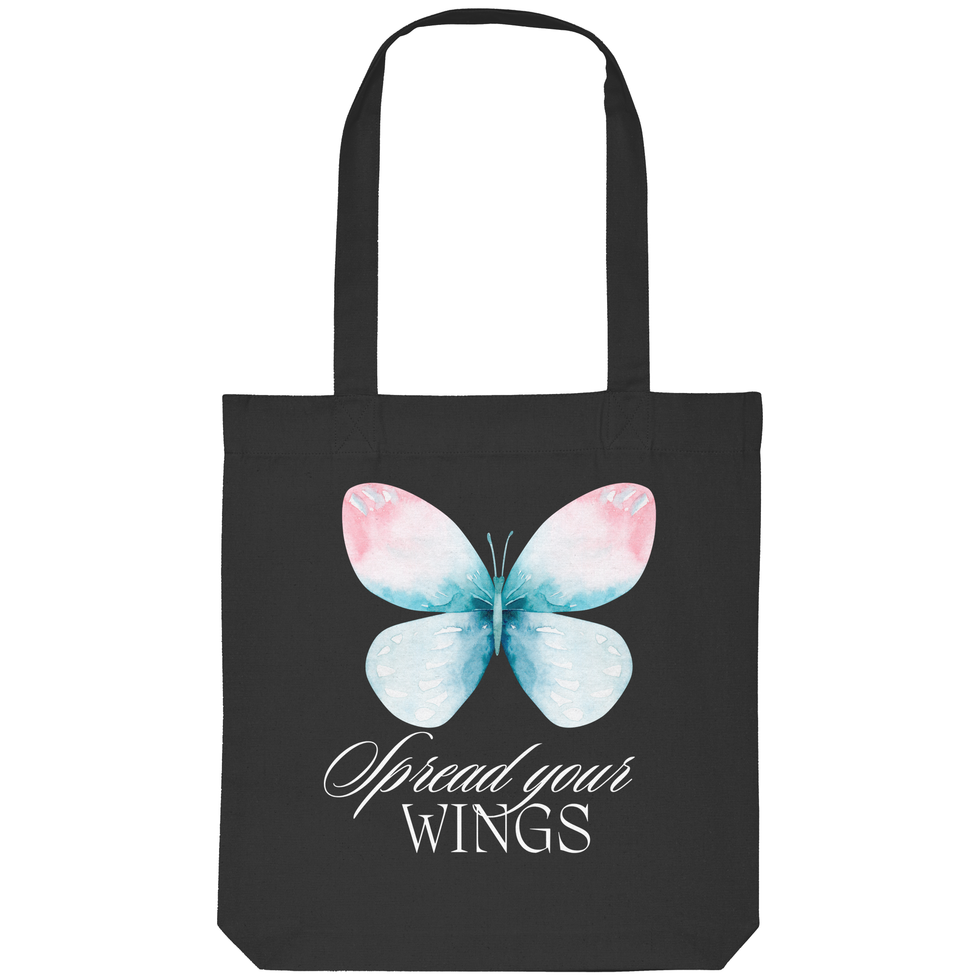 Spread your Wings (weiße Schrift) Backprint - Organic Tote-Bag