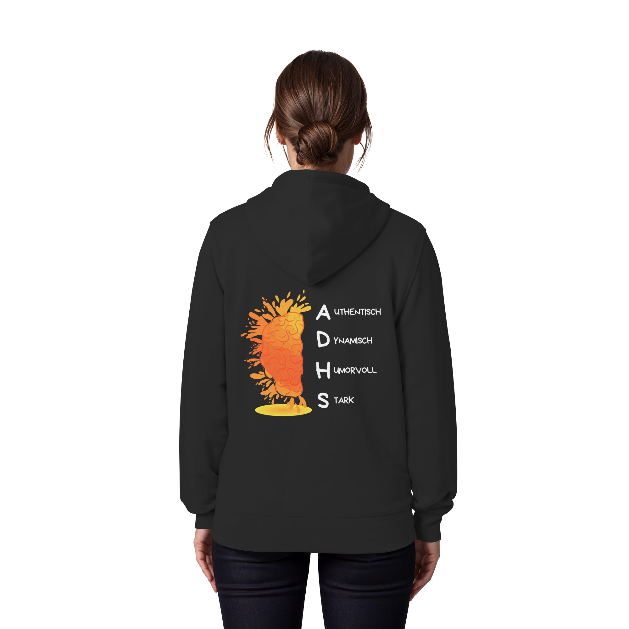 ADHS Authentisch Dynamisch Humorvoll Stark Backprint - Organic Zipper