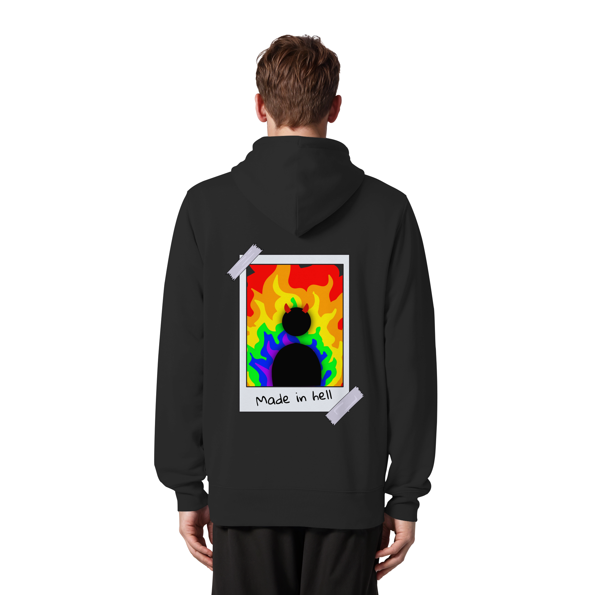 made in hell "Regenbogen Flammen Edition" Backprint - Organic Zipper