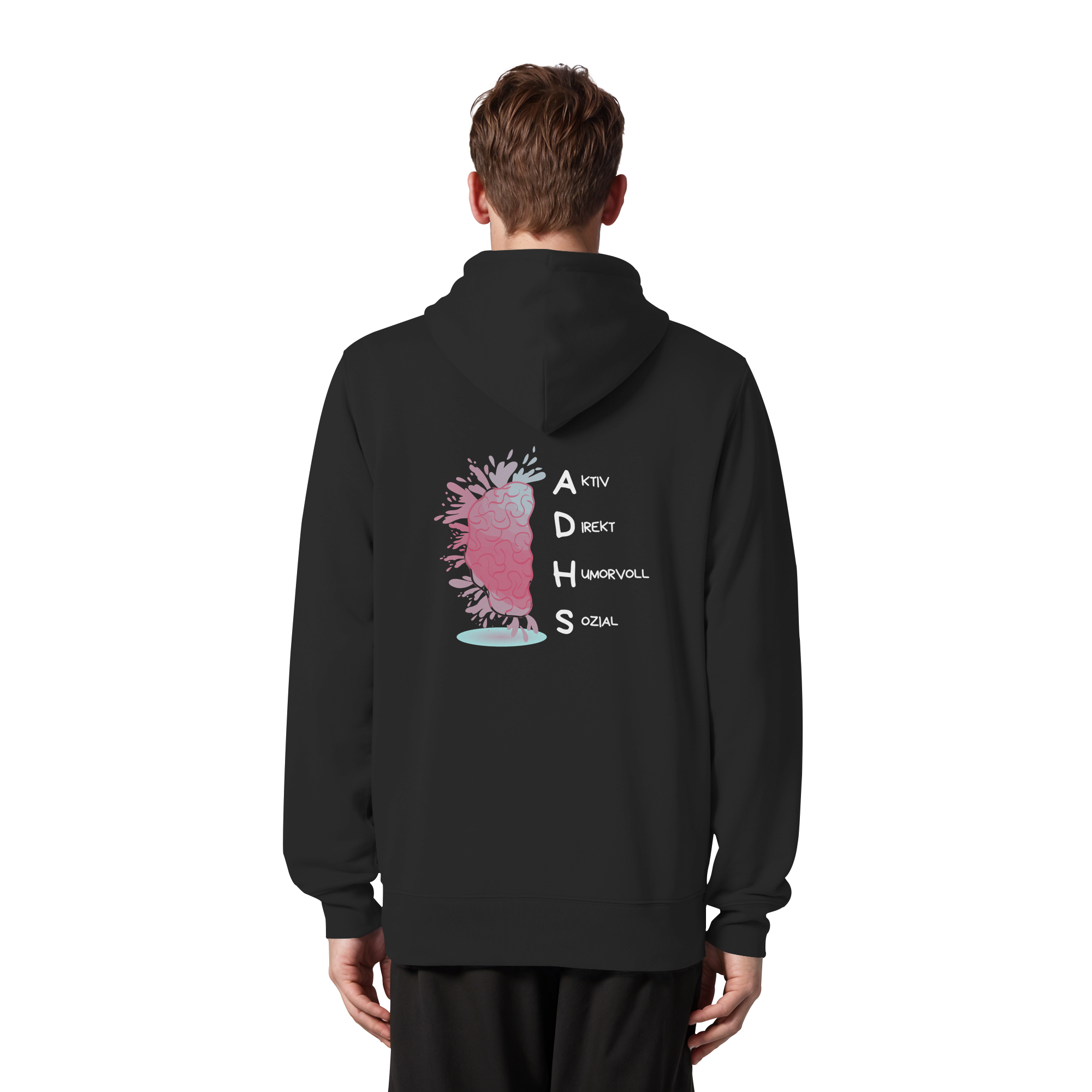 ADHS Aktiv Direkt Humorvoll Sozial Backprint - Organic Zipper