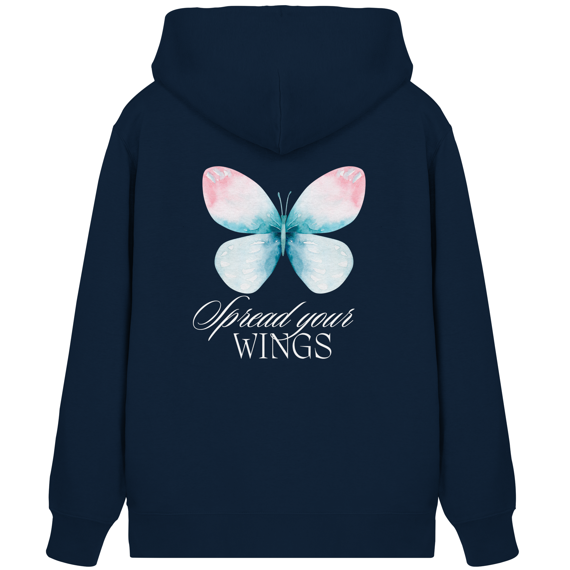 Spread your Wings (weiße Schrift) Backprint - Organic Zipper