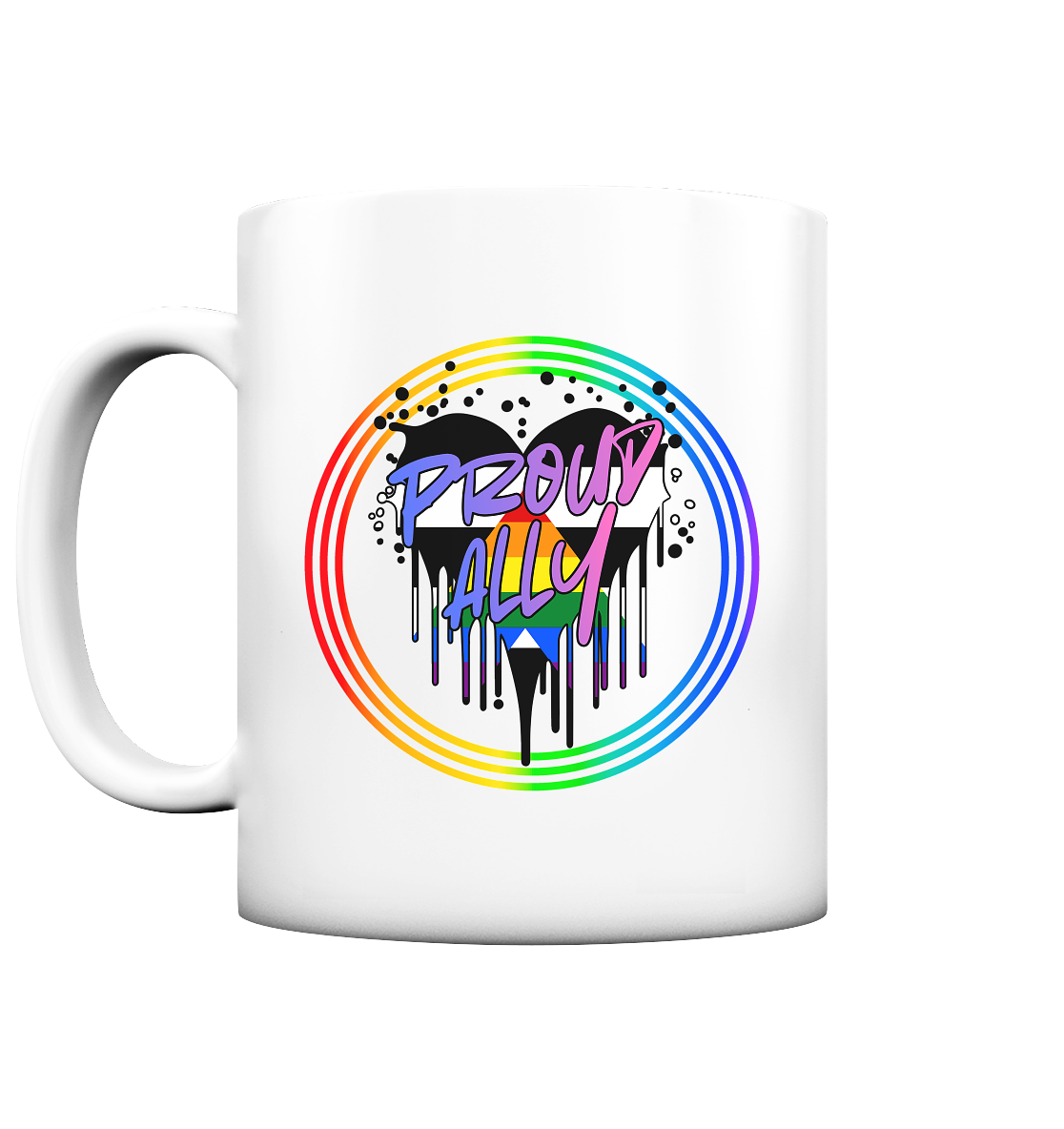 Proud Ally Herz im Regenbogenkreis - Tasse matt