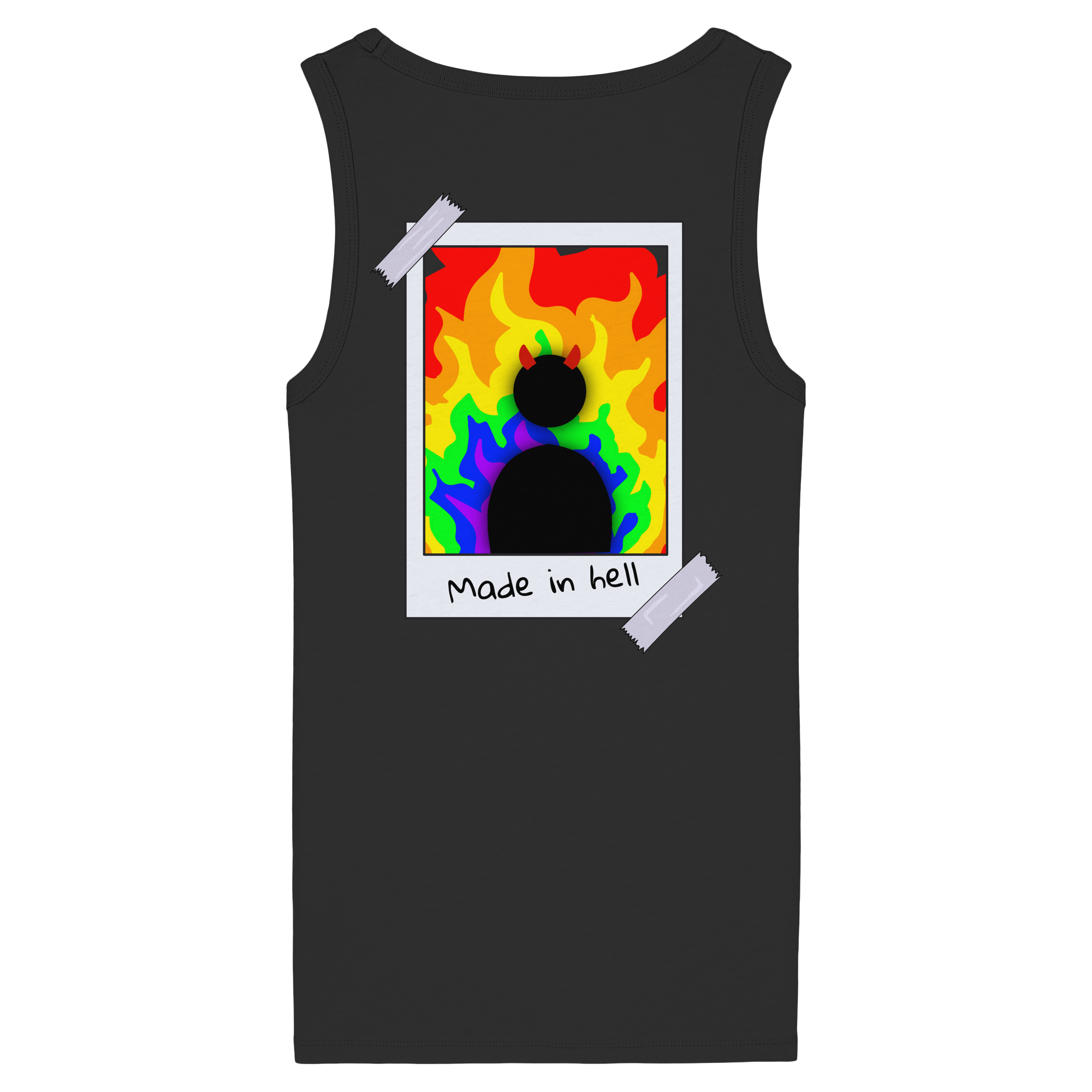 made in hell "Regenbogen Flammen Edition" Backprint - Womens Organic Fitted Tank Top