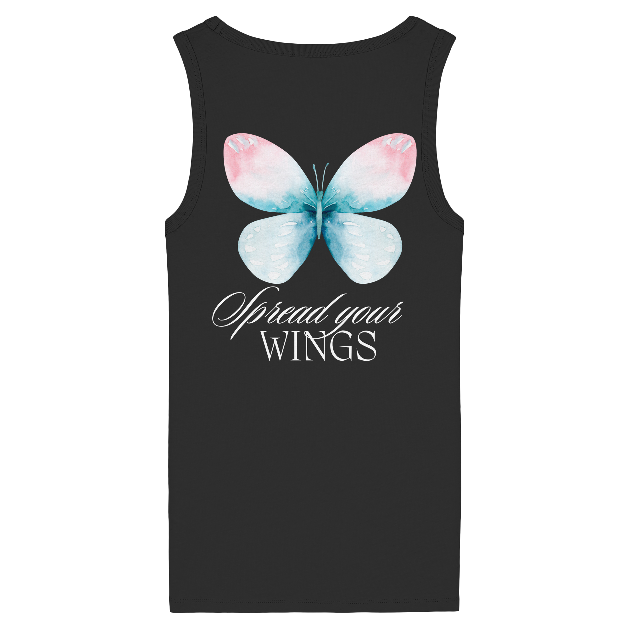 Spread your Wings (weiße Schrift) Backprint - Womens Organic Fitted Tank Top