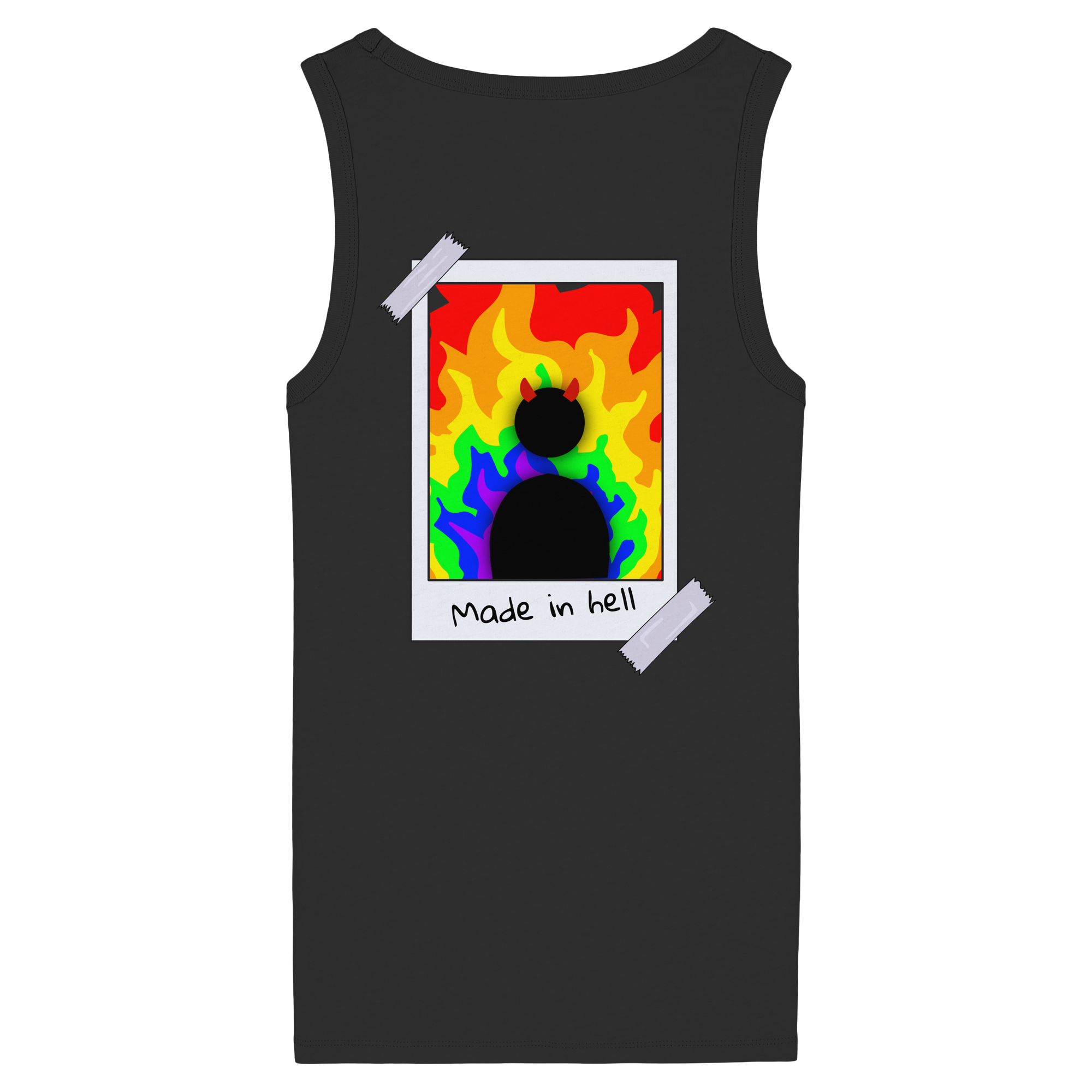 made in hell "Regenbogen Flammen Edition" Backprint - Womens Organic Fitted Tank Top