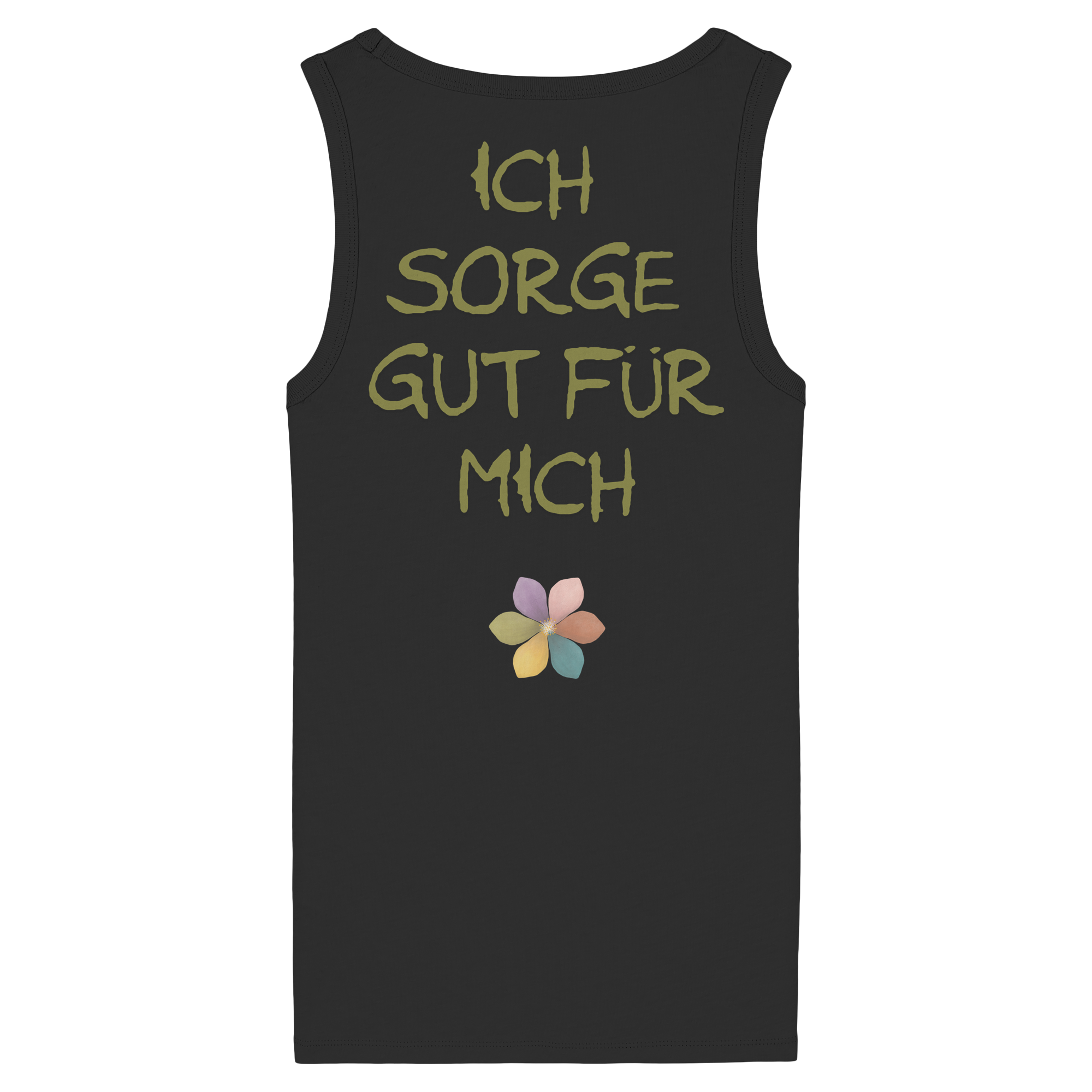 Ich sorge gut für mich "Achtsamkeitsblüte Edition" Backprint - Womens Organic Fitted Tank Top