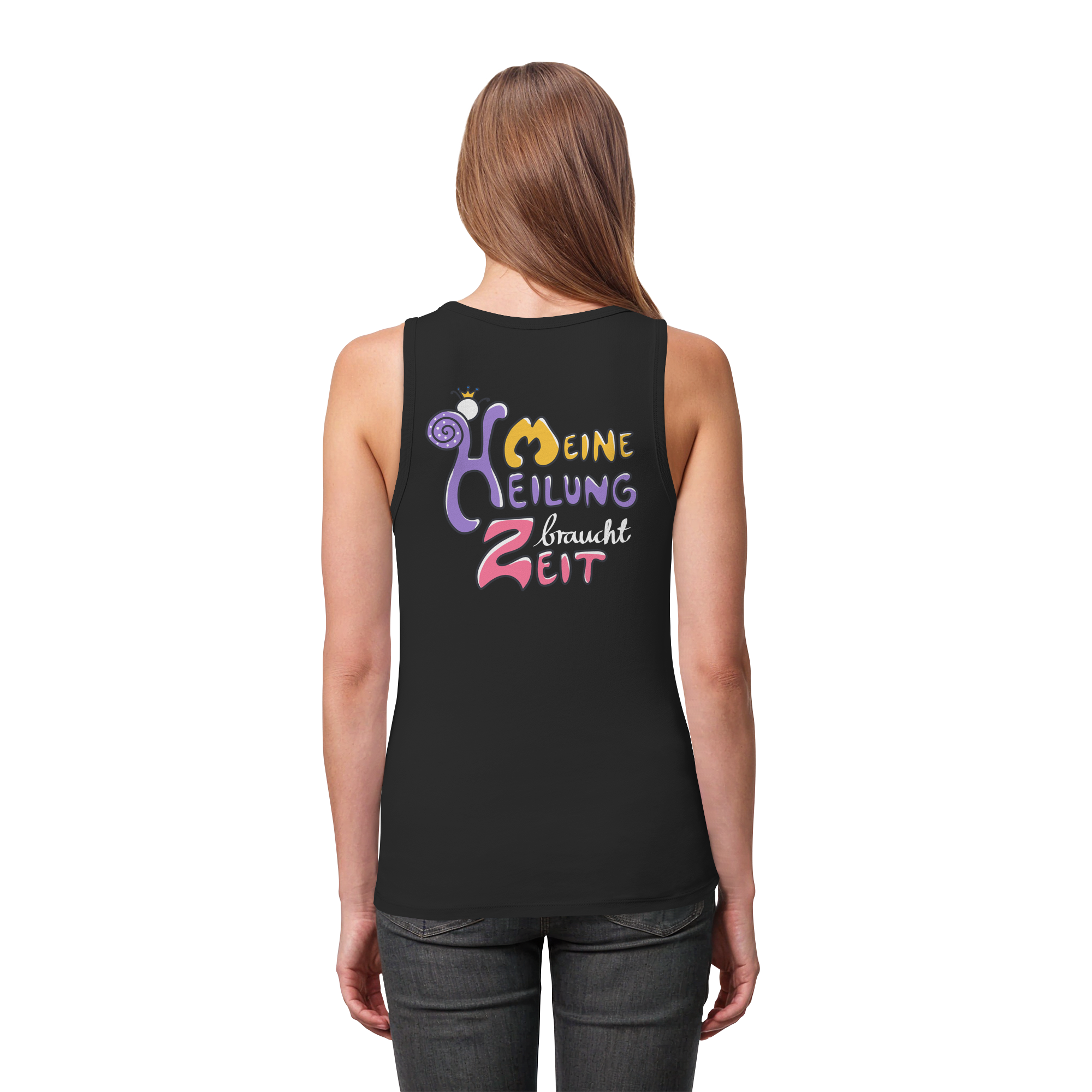 Meine Heilung braucht Zeit "Bunte Edition" Backprint - Womens Organic Fitted Tank Top