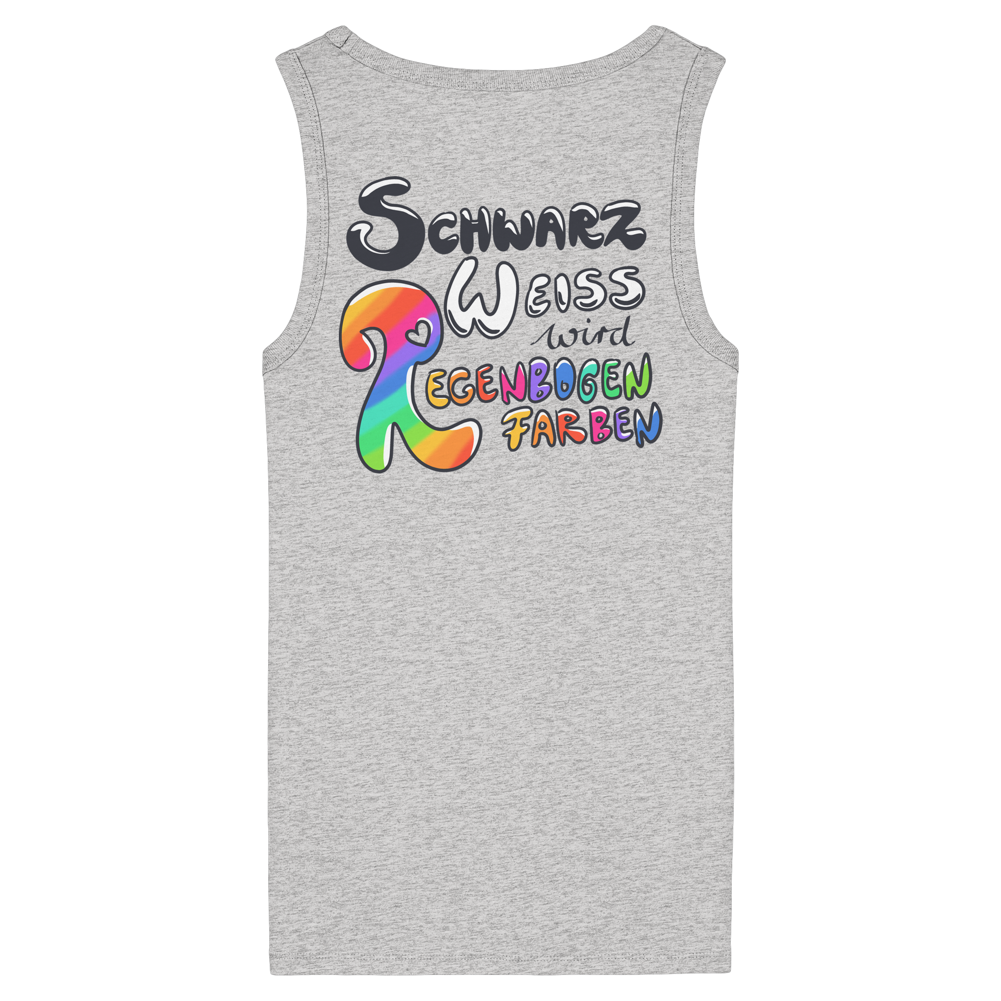 Schwarz Weiß wird Regenbogen Farben Backprint (hell) - Womens Organic Fitted Tank Top