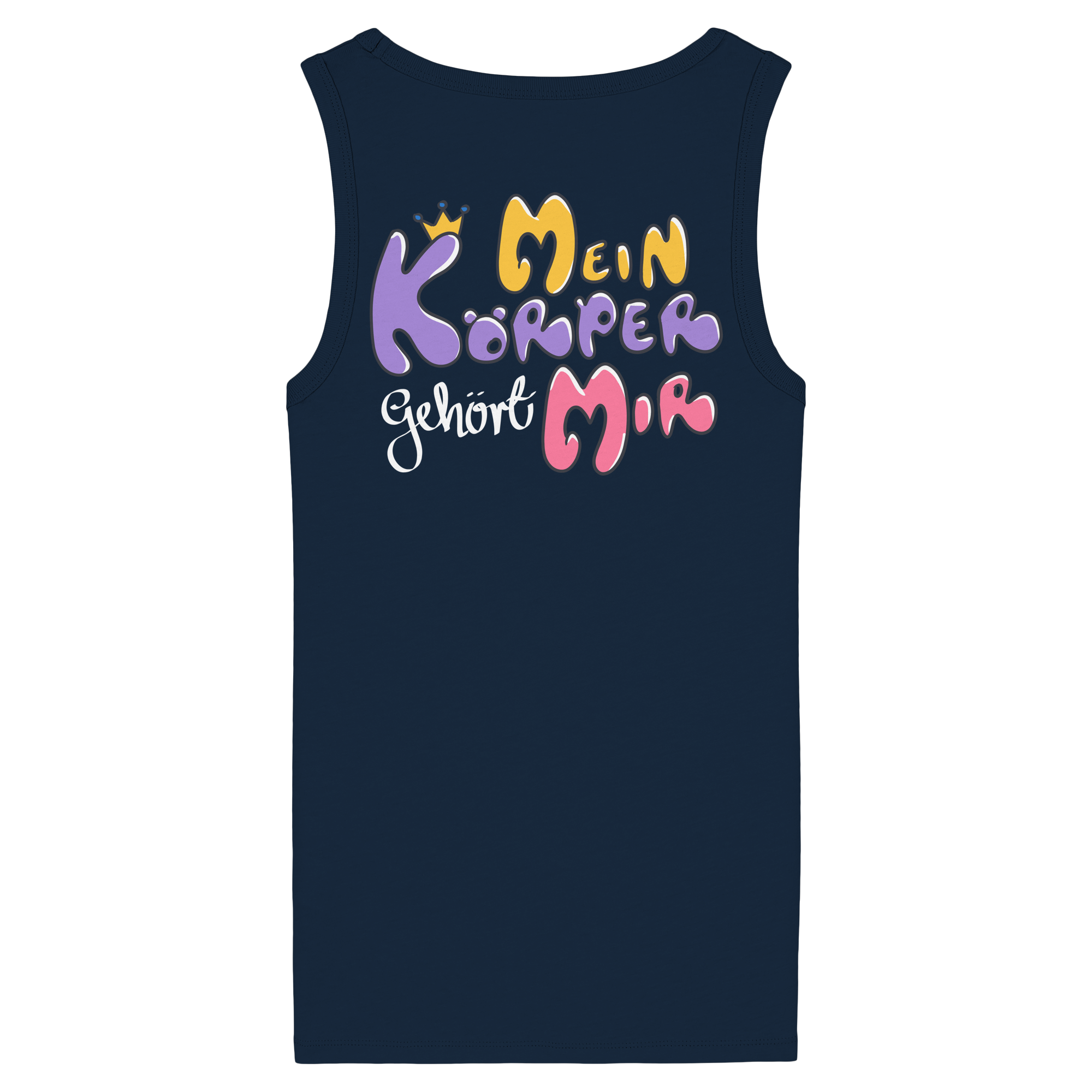 Survivor Queens Logo mit "Mein Körper gehört mir" Backprint (dunkel) - Womens Organic Fitted Tank Top