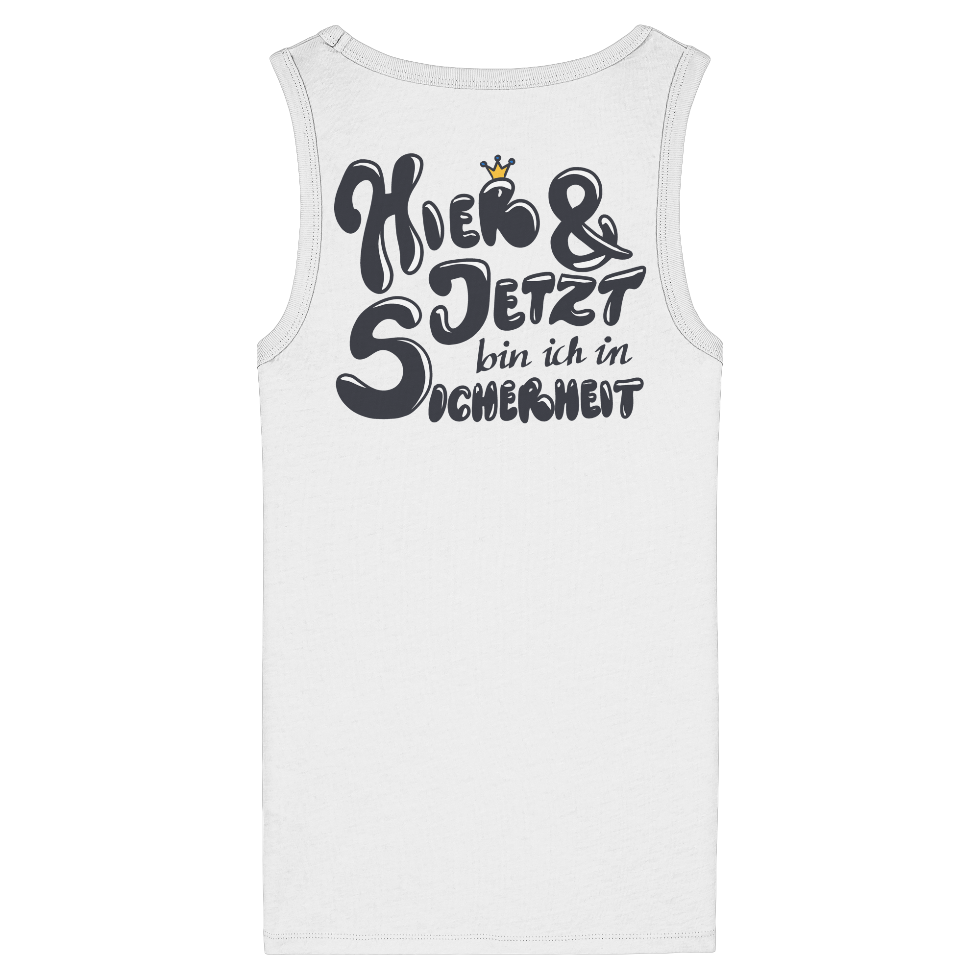 Hier und jetzt bin ich in Sicherheit "Schwarze Edition" Backprint - Womens Organic Fitted Tank Top