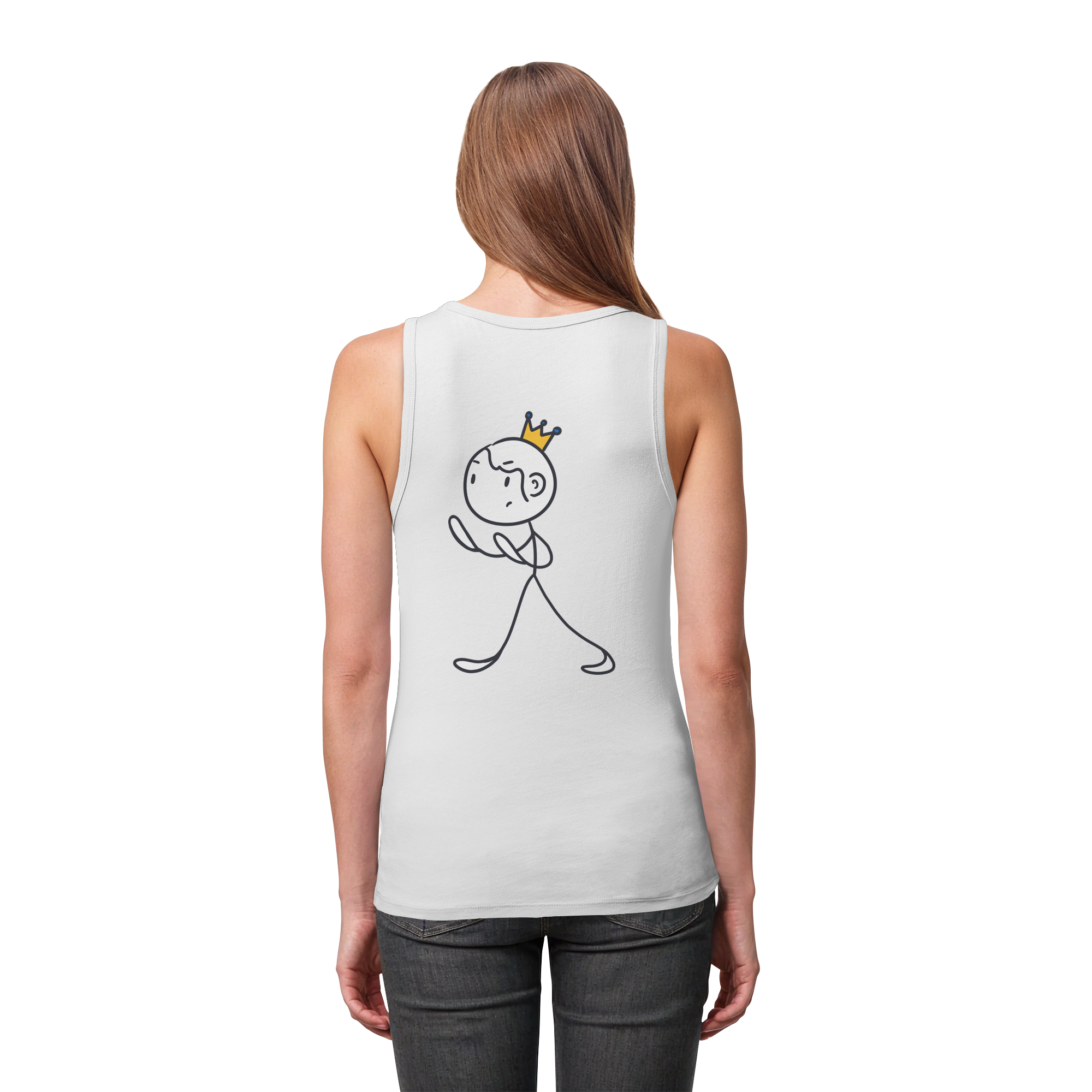 Survivor Queens Logo "Schriftzug Edition" mit Seelenmännchen "Selbstverteidigung Edition" Backprint (hell) - Womens Organic Fitted Tank Top