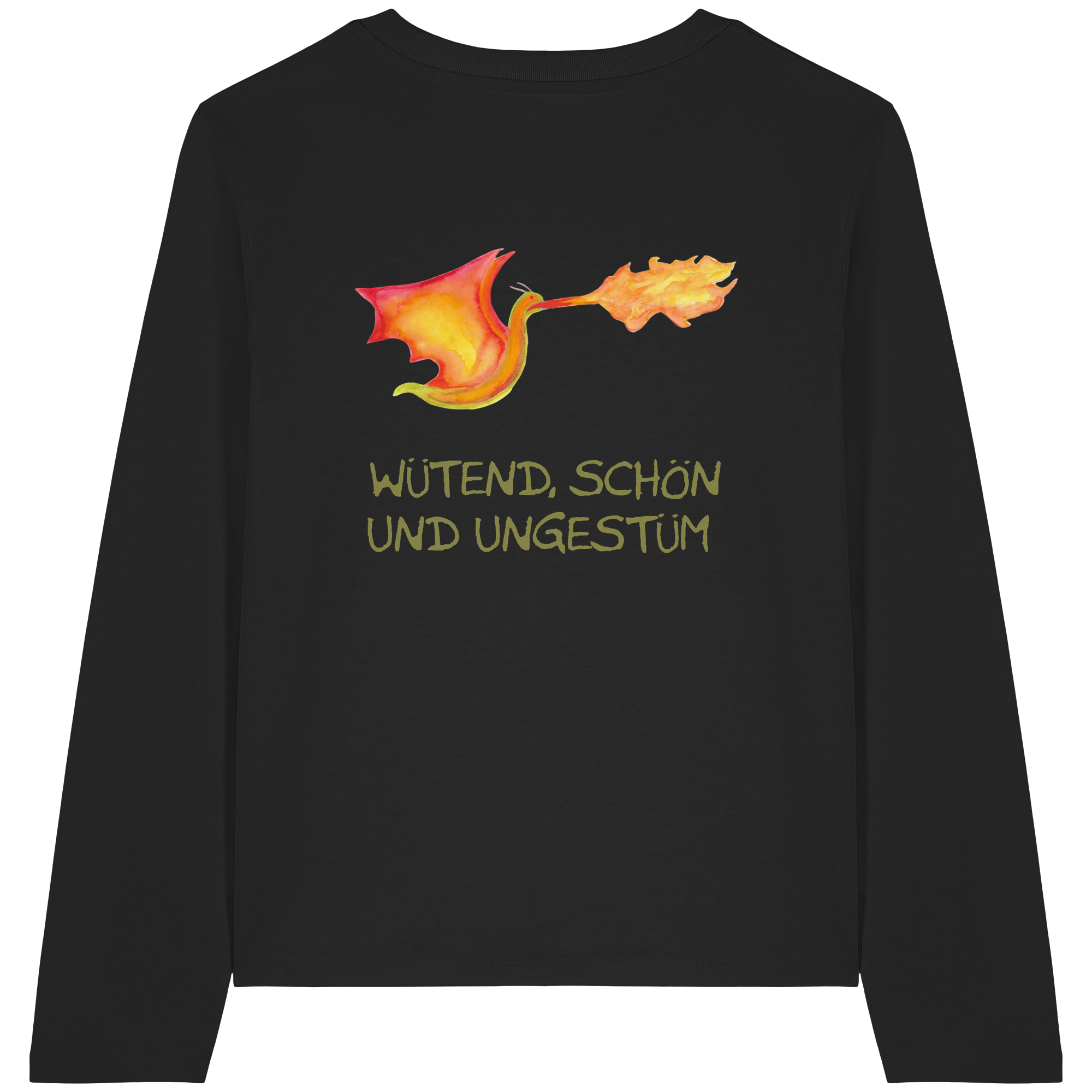 Wütend, schön und ungestüm "Jona Flammen Edition" Backprint - Womens Organic Longsleeve T-Shirt