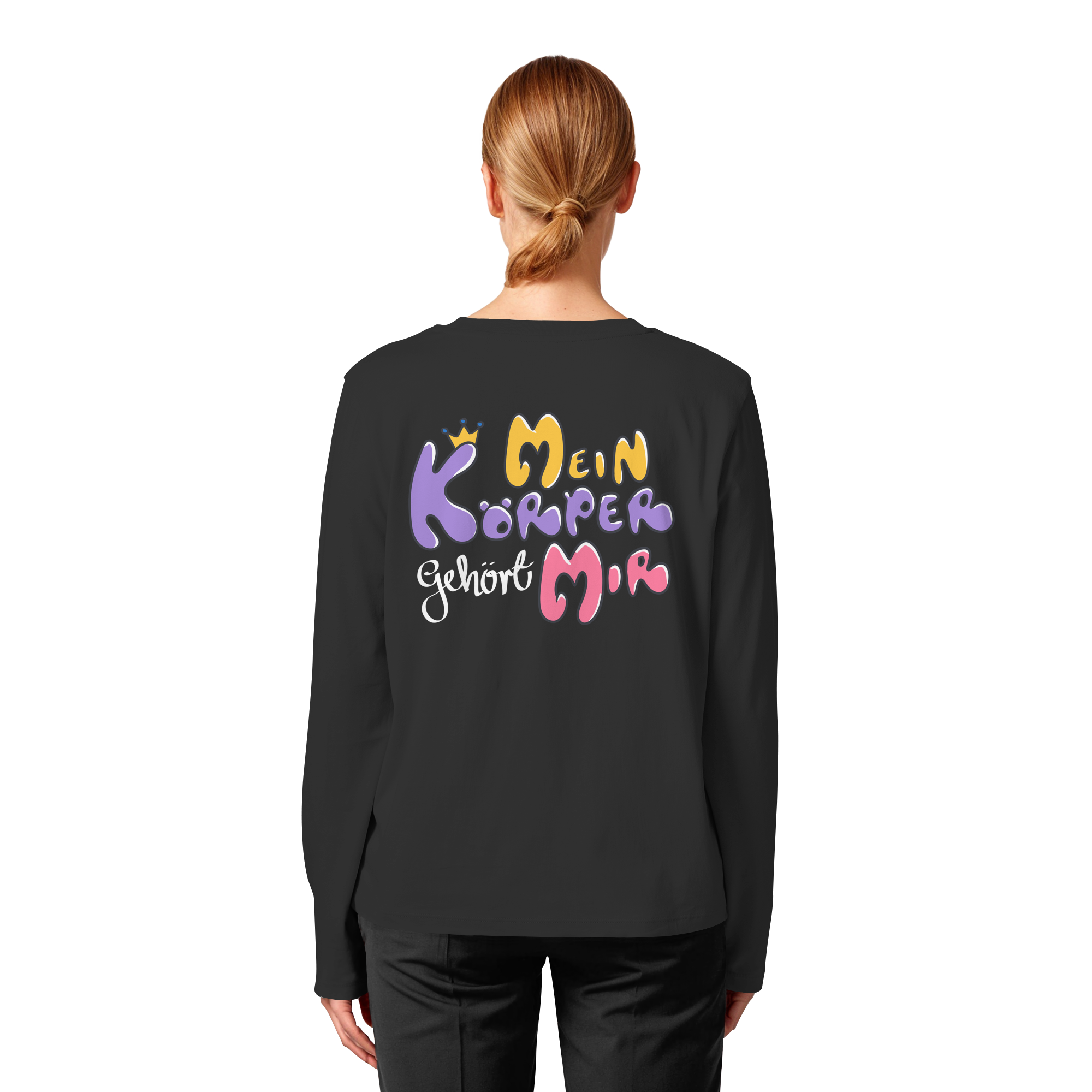 Mein Körper gehört mir "Bunte Edition" Backprint - Womens Organic Longsleeve T-Shirt
