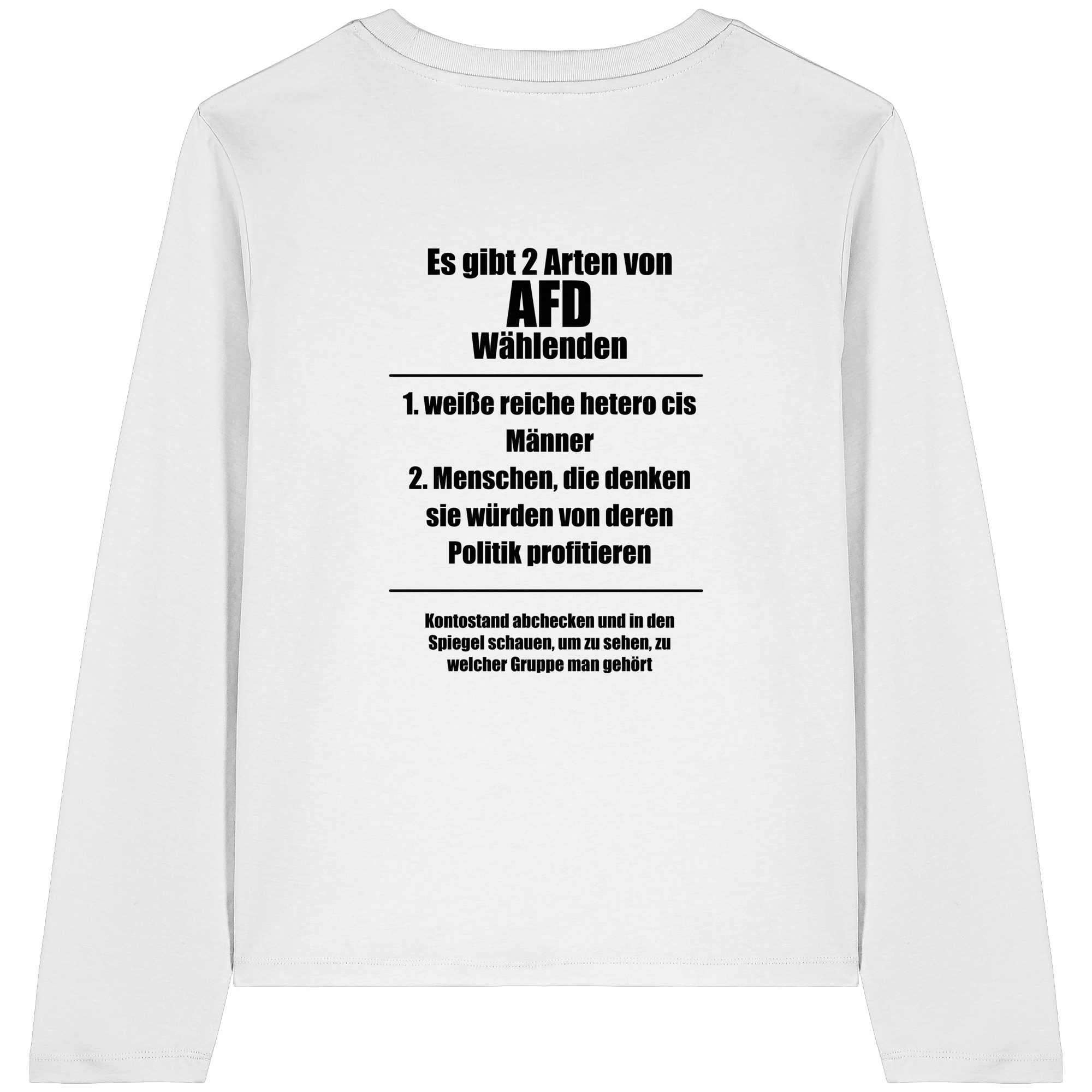 Es gibt 2 Arten von AfD Wählenden Backprint (hell) - Womens Organic Longsleeve T-Shirt