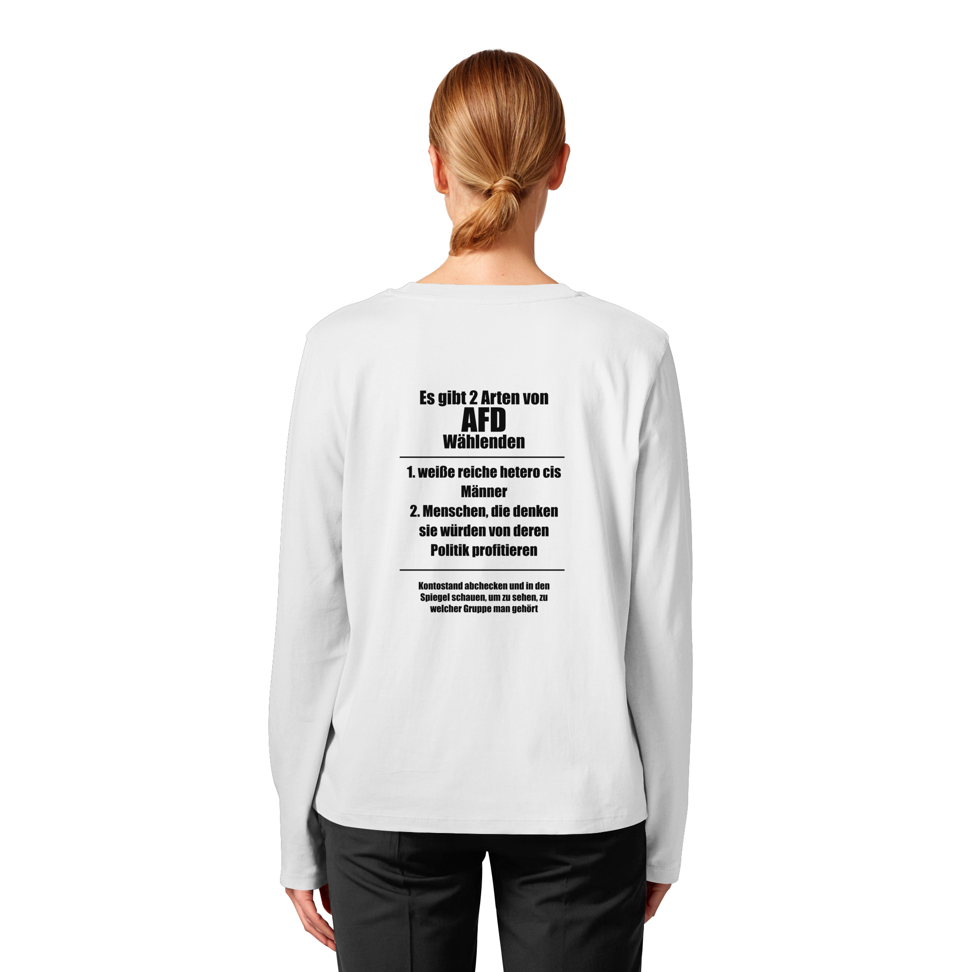 Es gibt 2 Arten von AfD Wählenden Backprint (hell) - Womens Organic Longsleeve T-Shirt