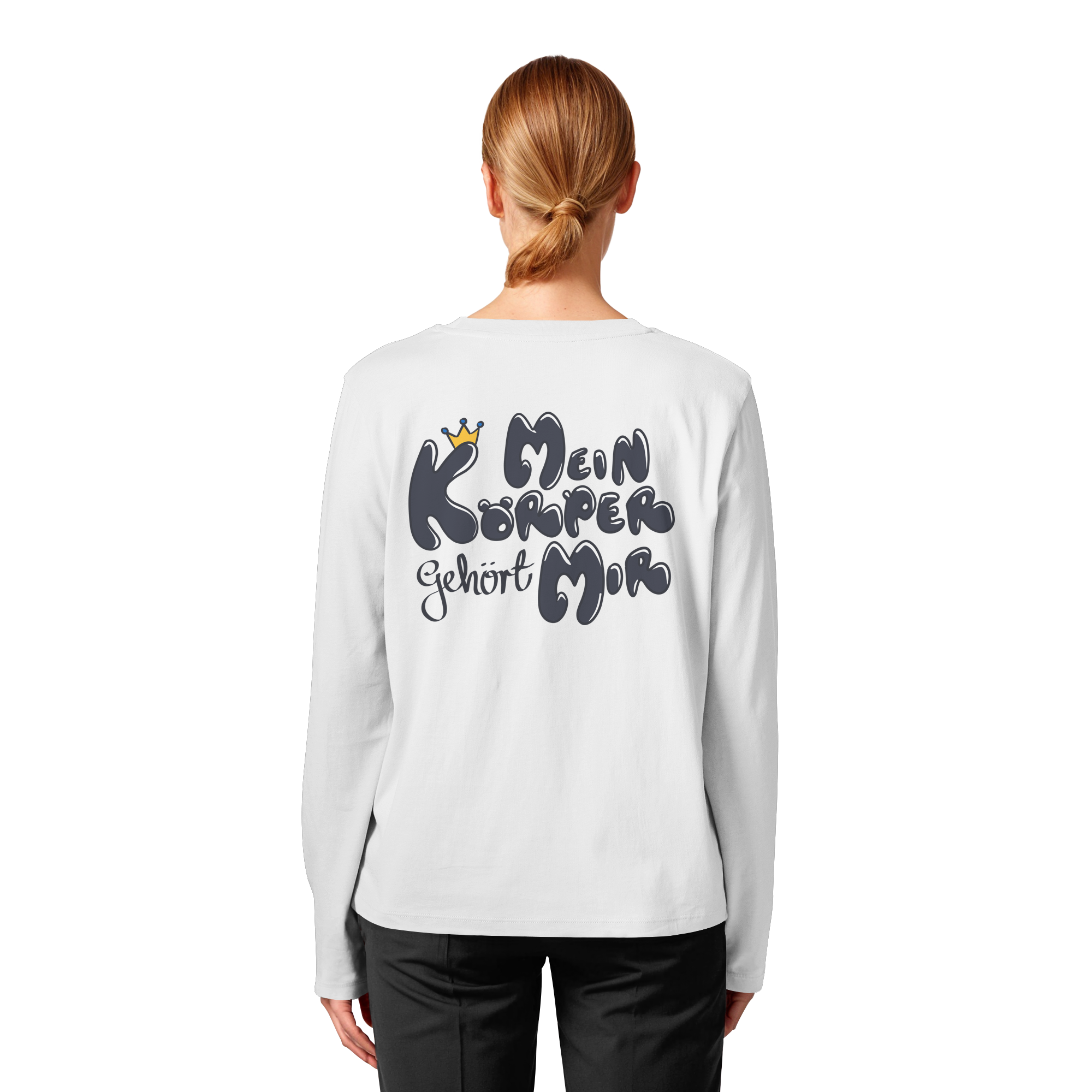 Mein Körper gehört mir "Schwarze Edition" Backprint - Womens Organic Longsleeve T-Shirt