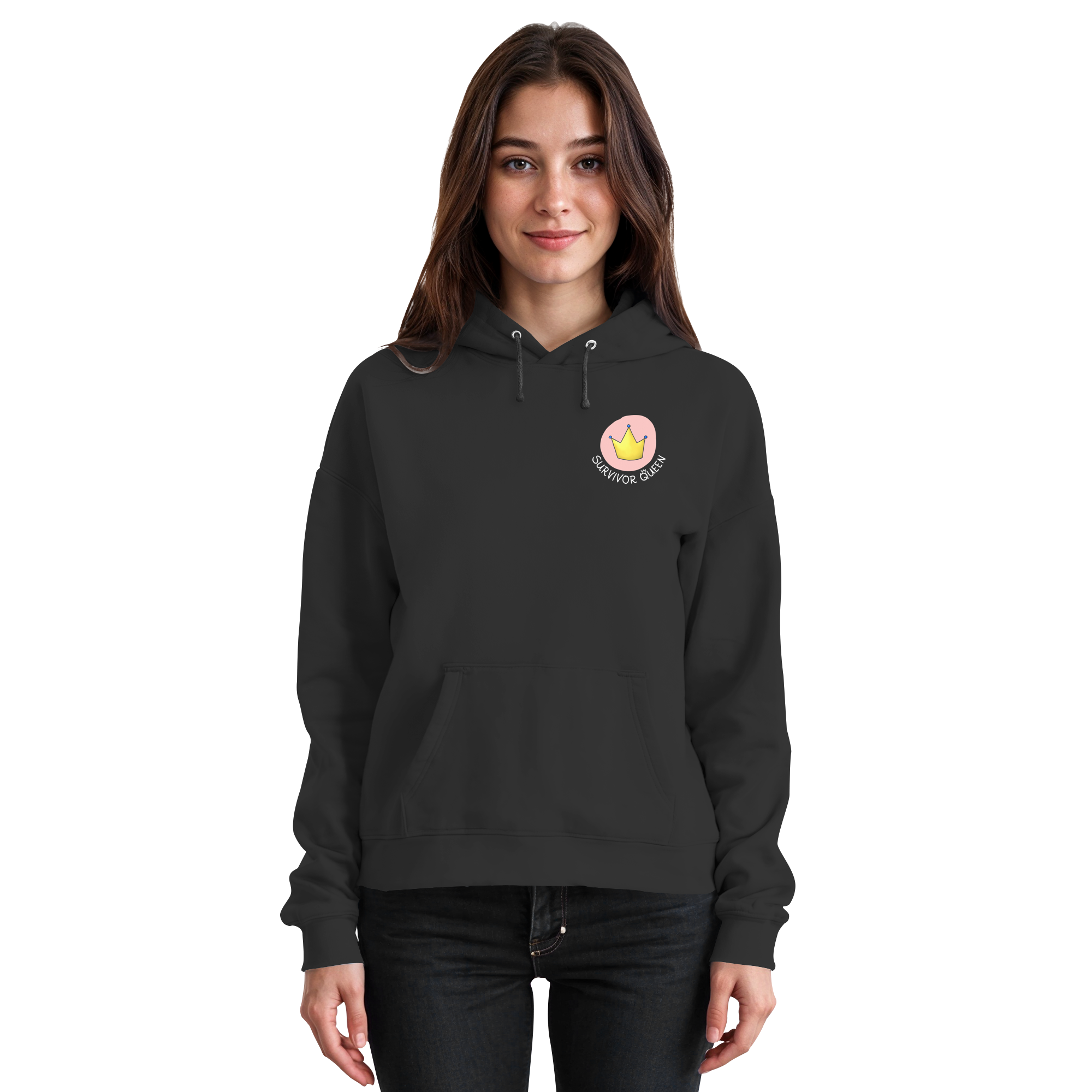 Survivor Queens Logo "Schriftzug Edition" Brustprint (dunkel) - Basic Unisex Hoodie