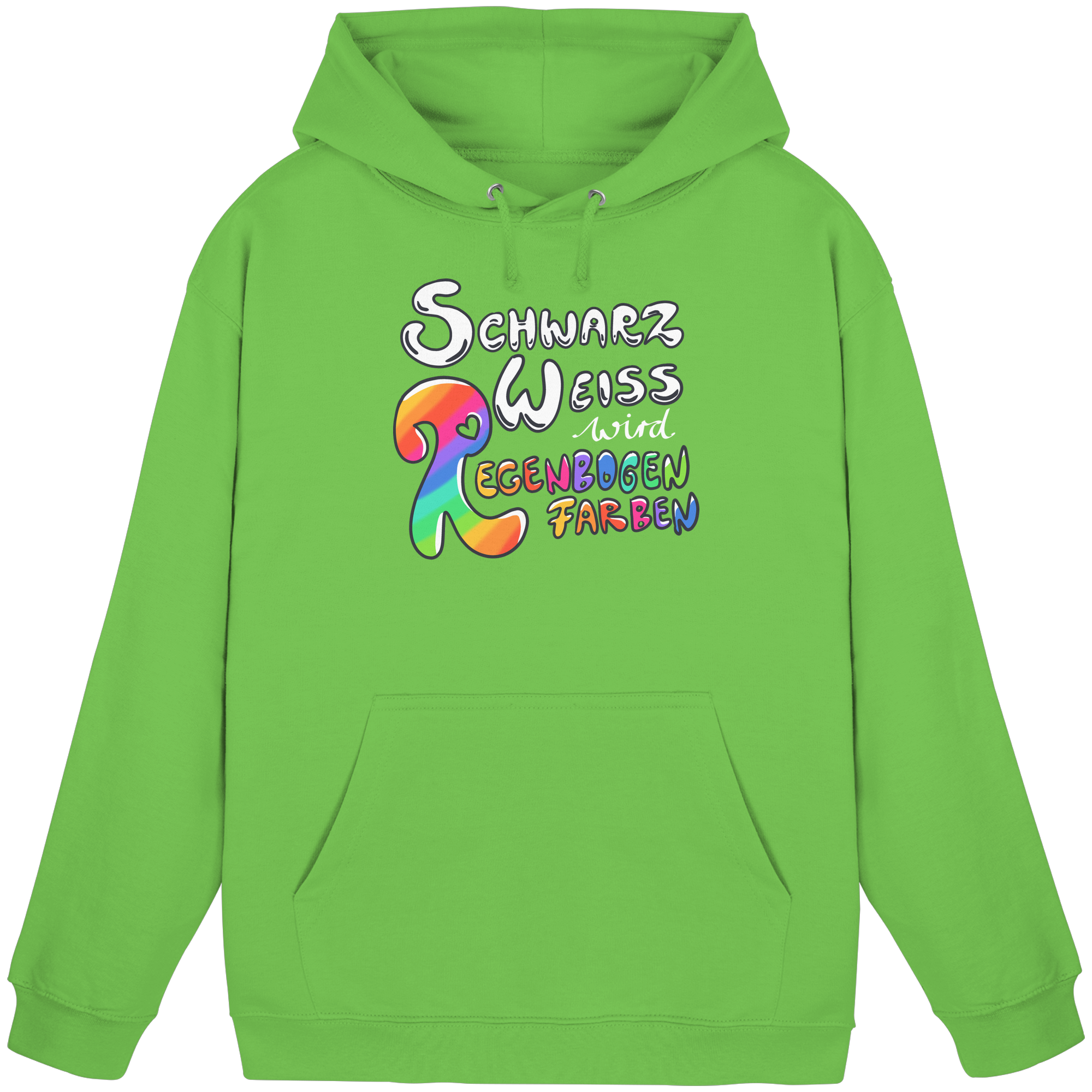 Schwarz Weiß wird Regenbogen Farben Frontprint (dunkel) - Basic Unisex Hoodie