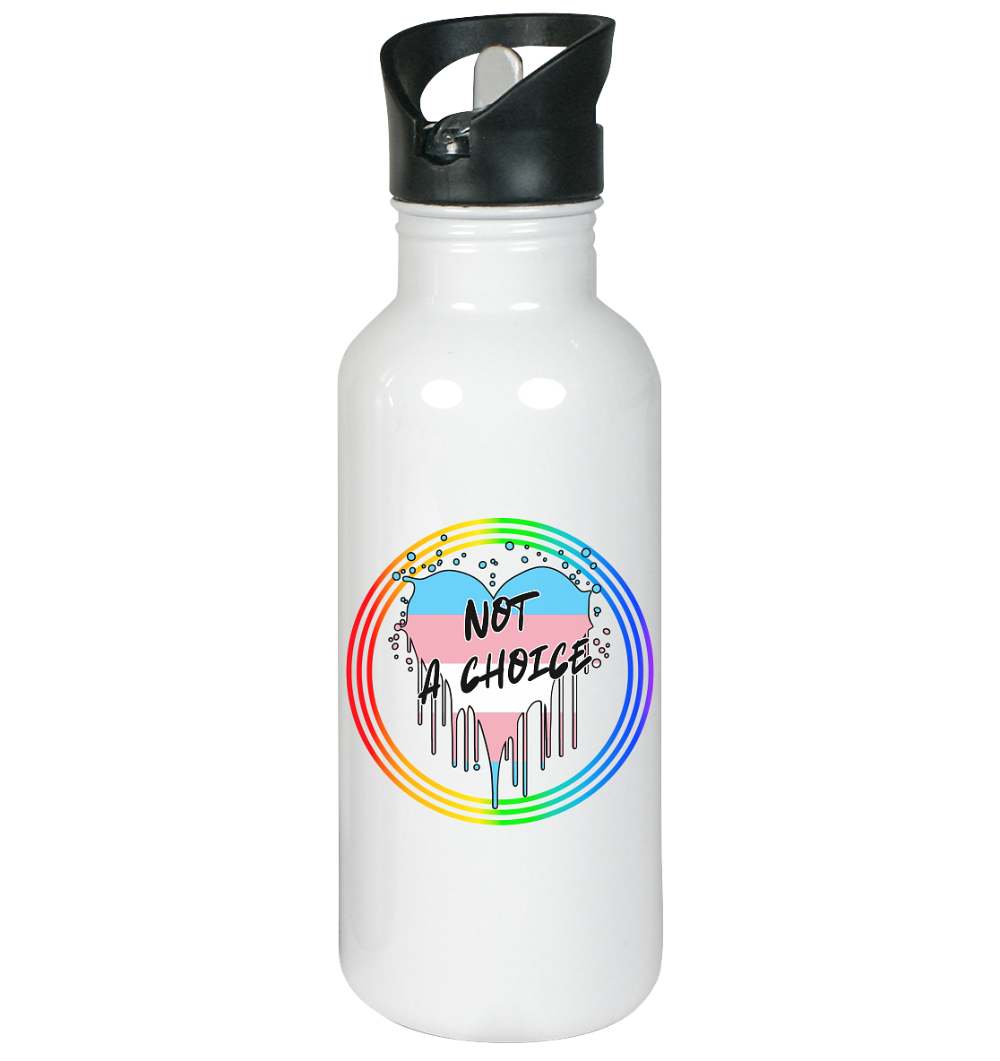 Trans Not a Choice "Regenbogenkreis Edition" - Edelstahl-Trinkflasche