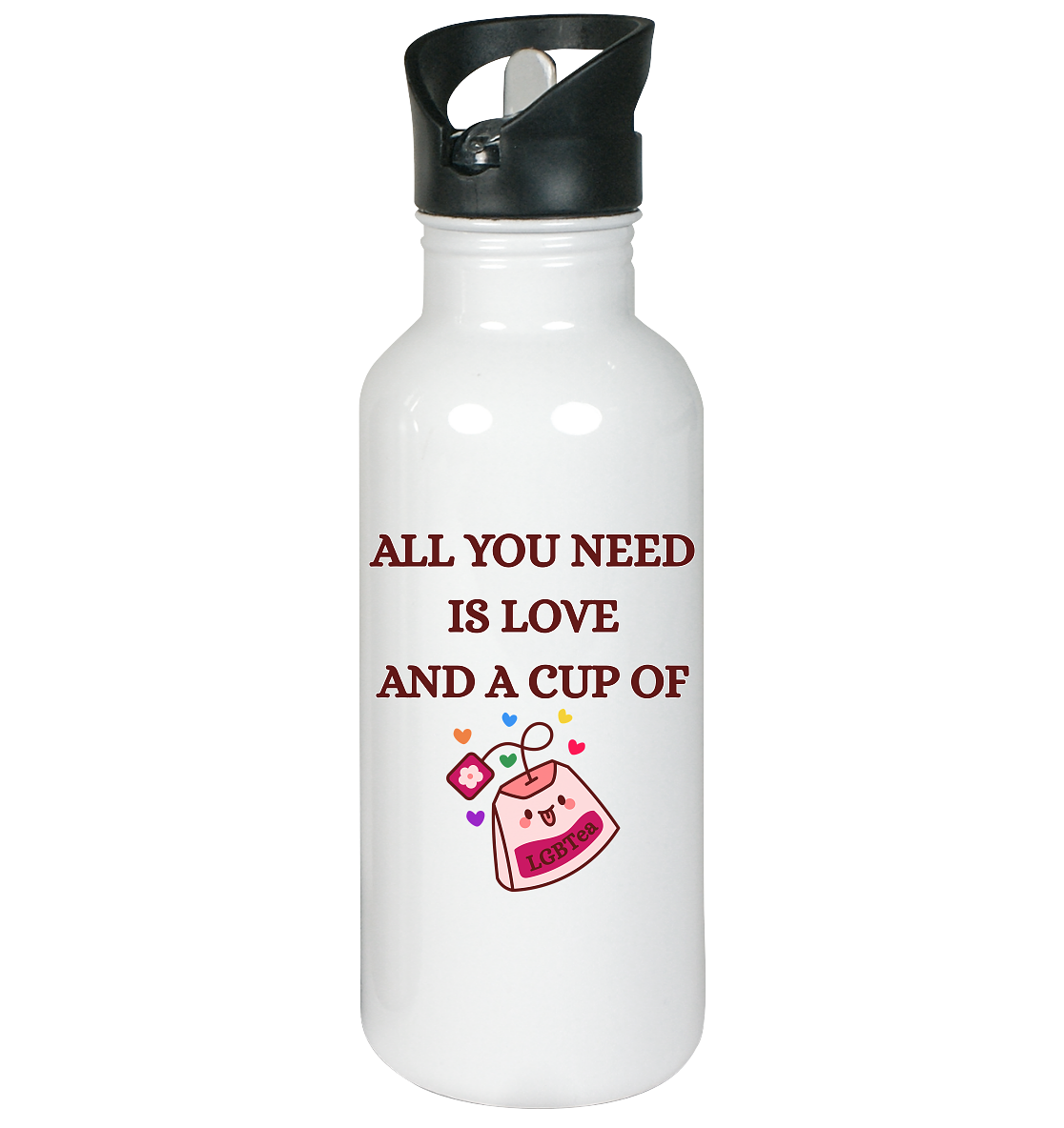 All You Need Is Love And A Cup Of lgbTEA - Edelstahl-Trinkflasche