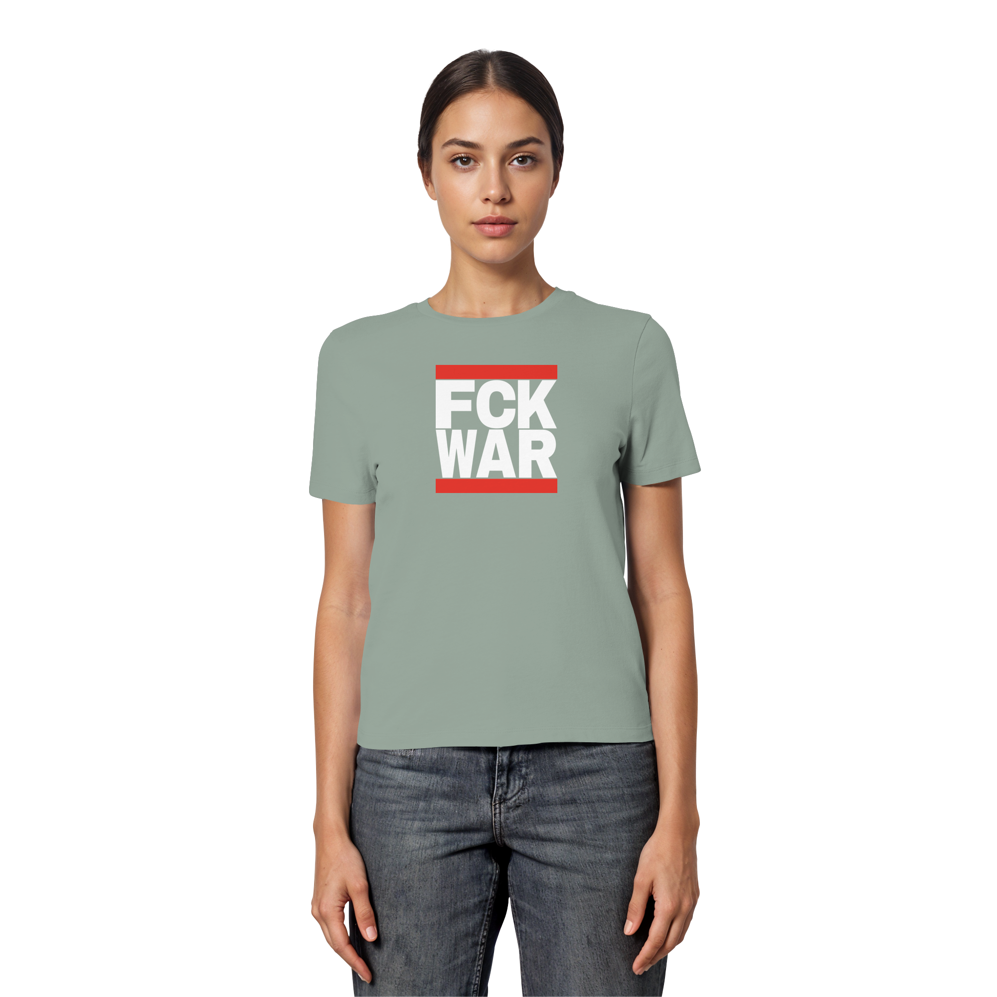 FCK WAR (weiße Schrift) - Fitted Ladies Organic Shirt