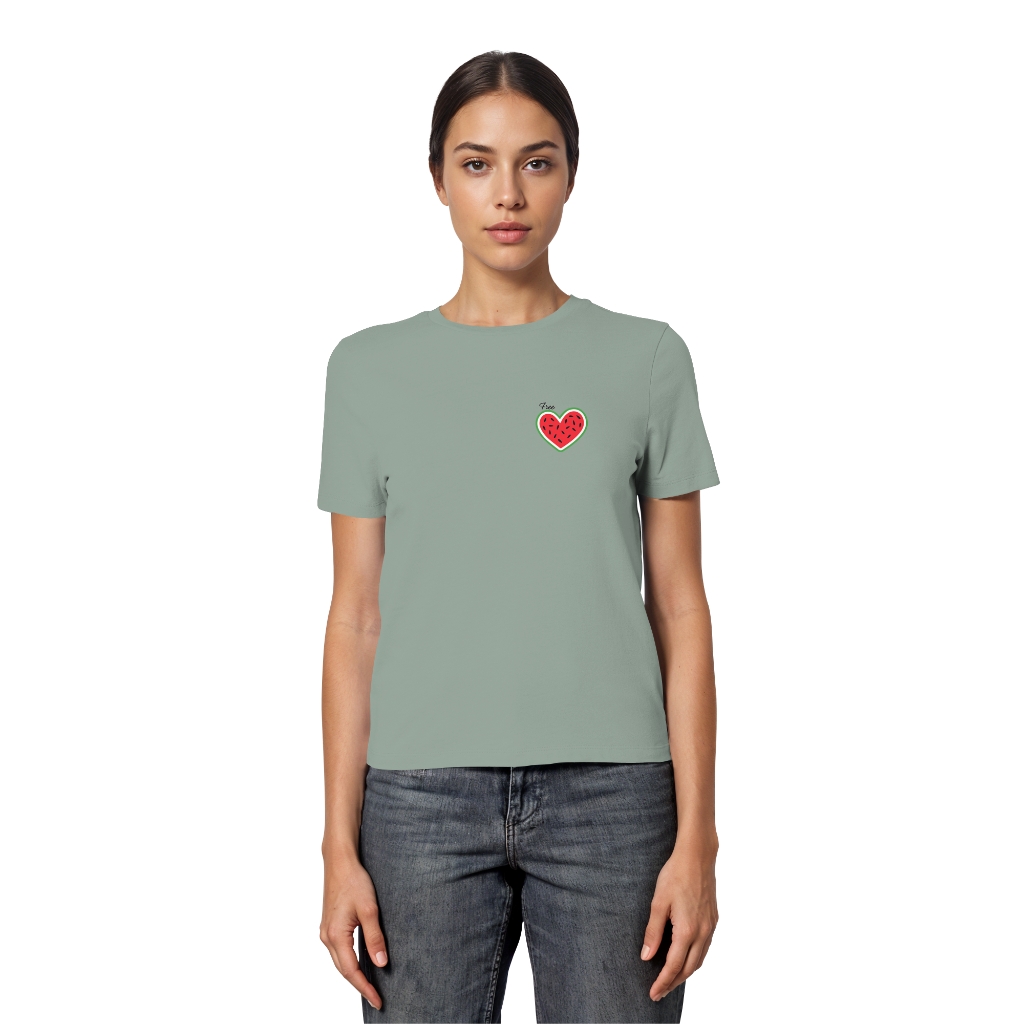 Free Palestine "Melon Heart Edition" - Fitted Ladies Organic Shirt