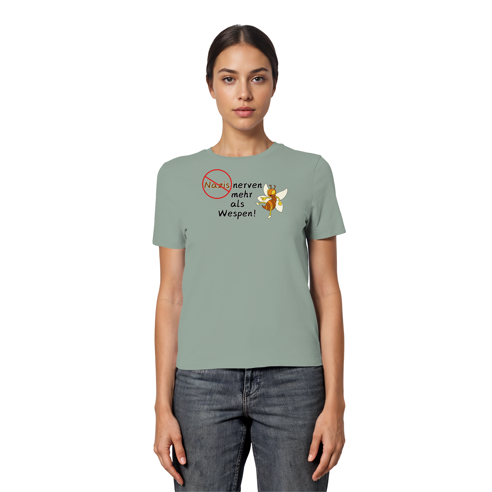 Nazis nerven mehr als Wespen - Fitted Ladies Organic Shirt