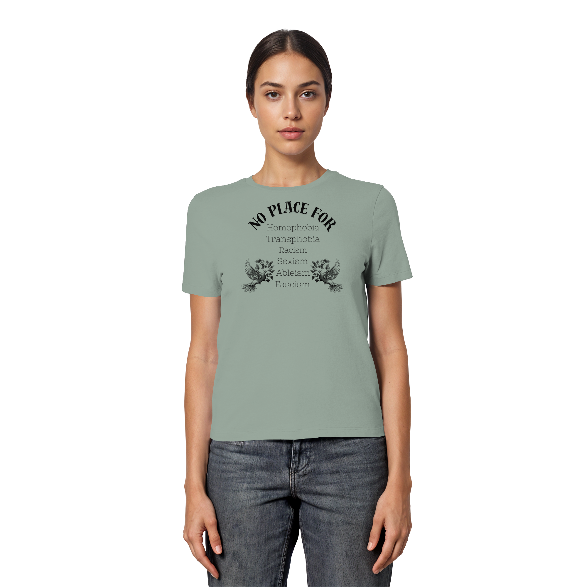 No Place For (schwarze Schrift) - Fitted Ladies Organic Shirt